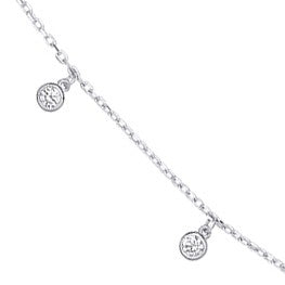 White Gold Dangling CZs Diamond by the Yard 17"Necklace 07" Bracelet