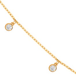 Yellow Gold Dangling CZs Diamond by the Yard 17"Necklace 07" Bracelet