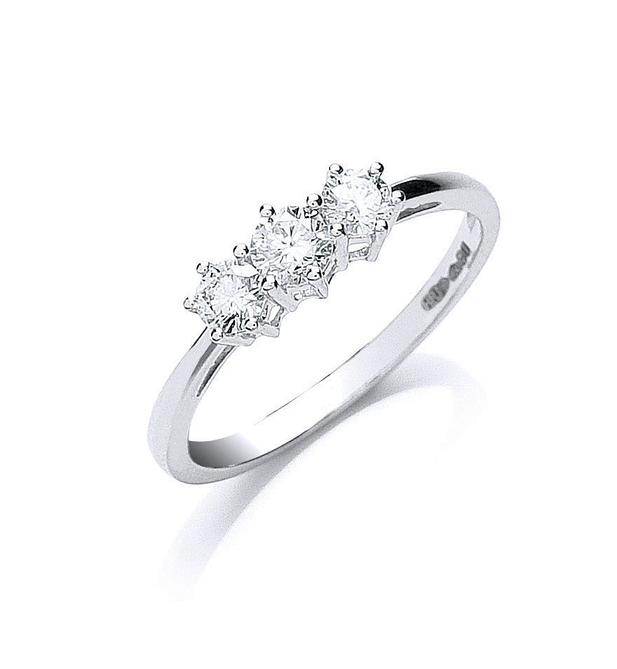 Platinum 0.50ct G-H-VS Brilliant Cut Diamond Trilogy Ring