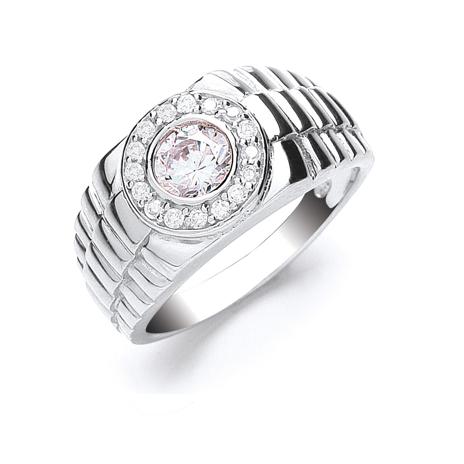 Silver Gents Cubic Zirconia Ring