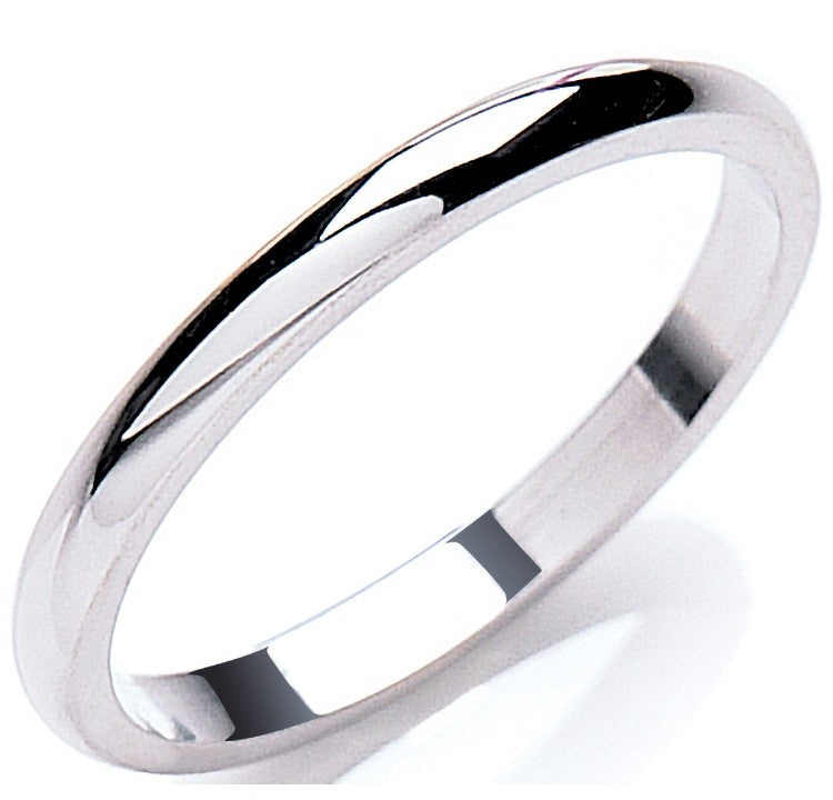 2.5mm Premium Plain D Shape Wedding Band