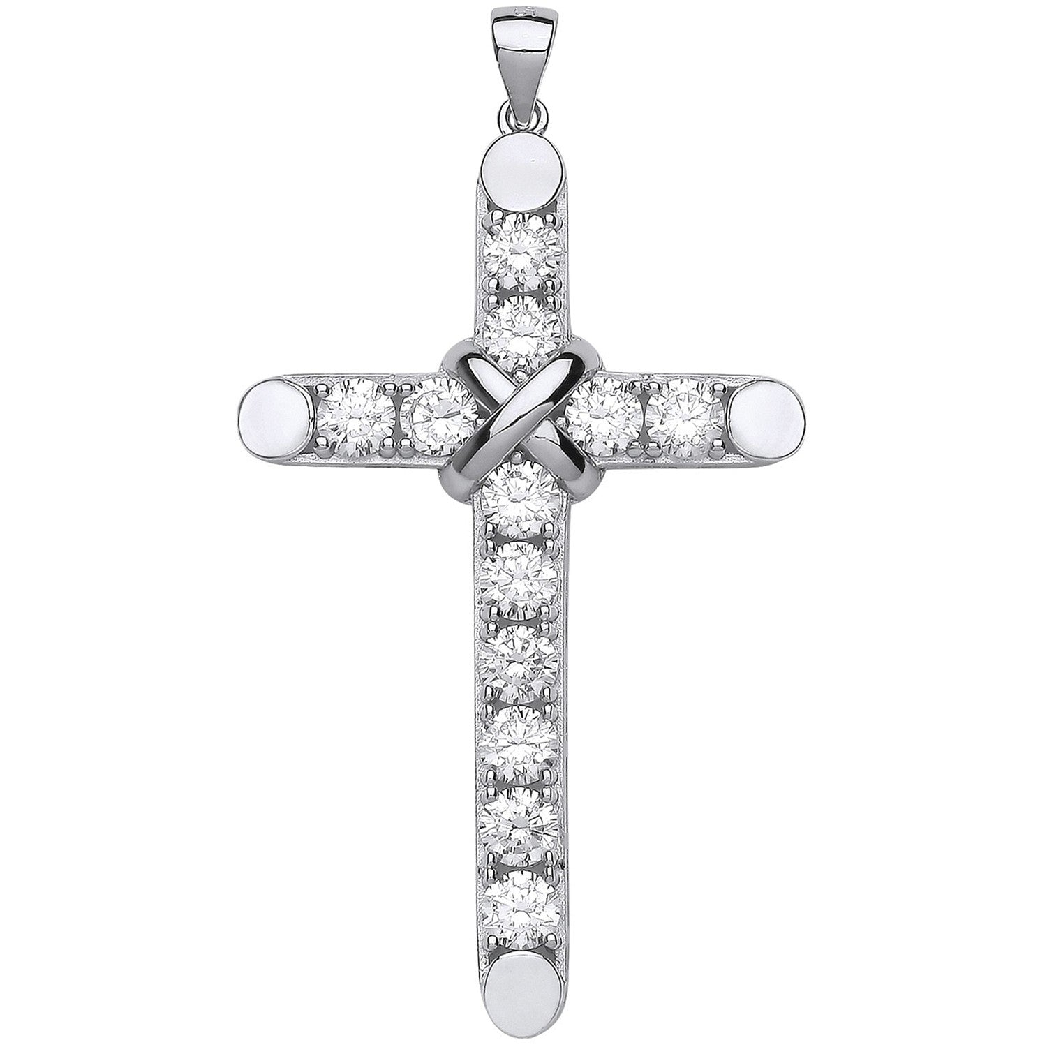 Silver Claw Set CZs Cross