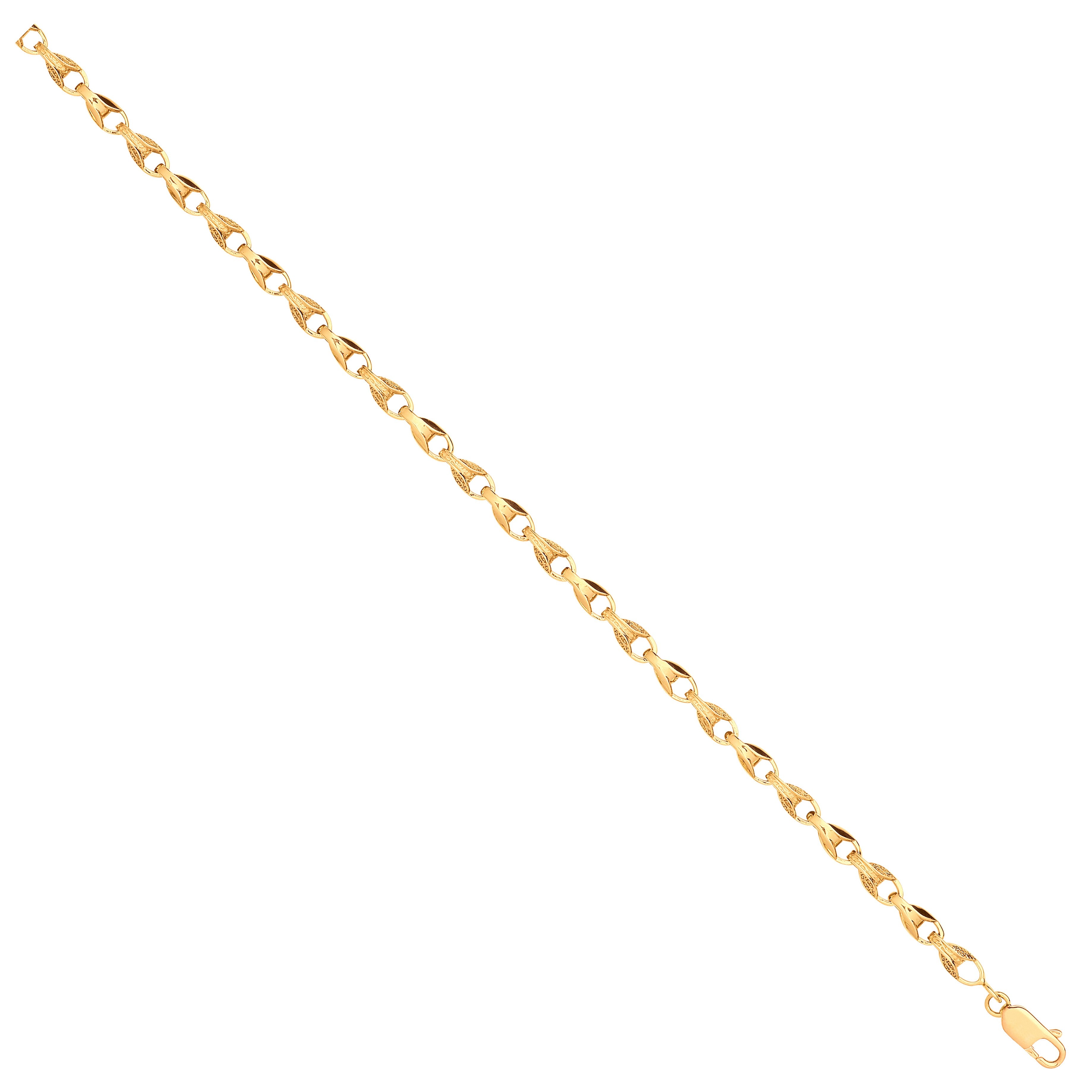 Yellow Gold Plain and Engraved 5.0mm Tulip Chain