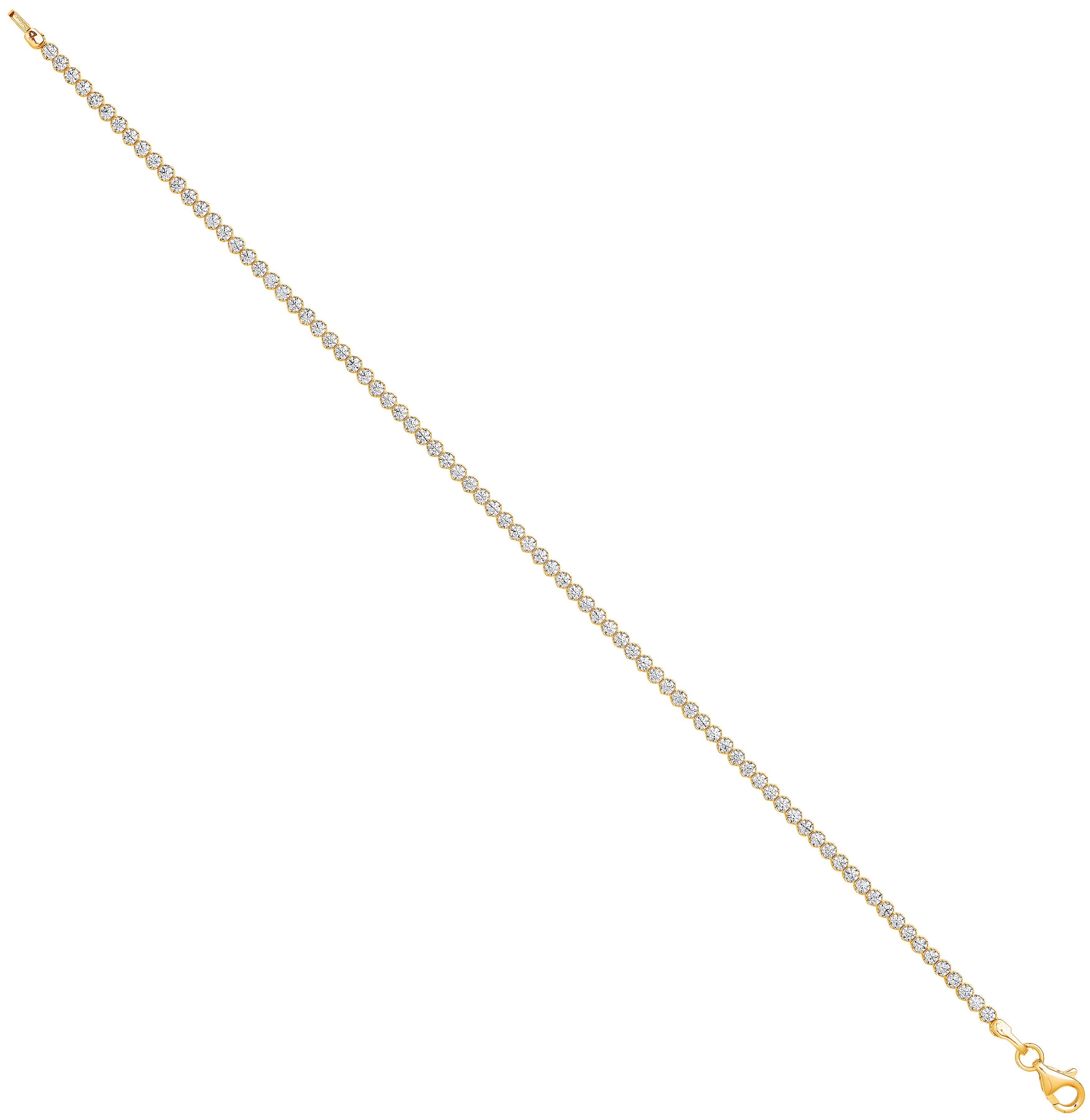 Yellow Gold Round CZ Ladies Tennis Bracelet
