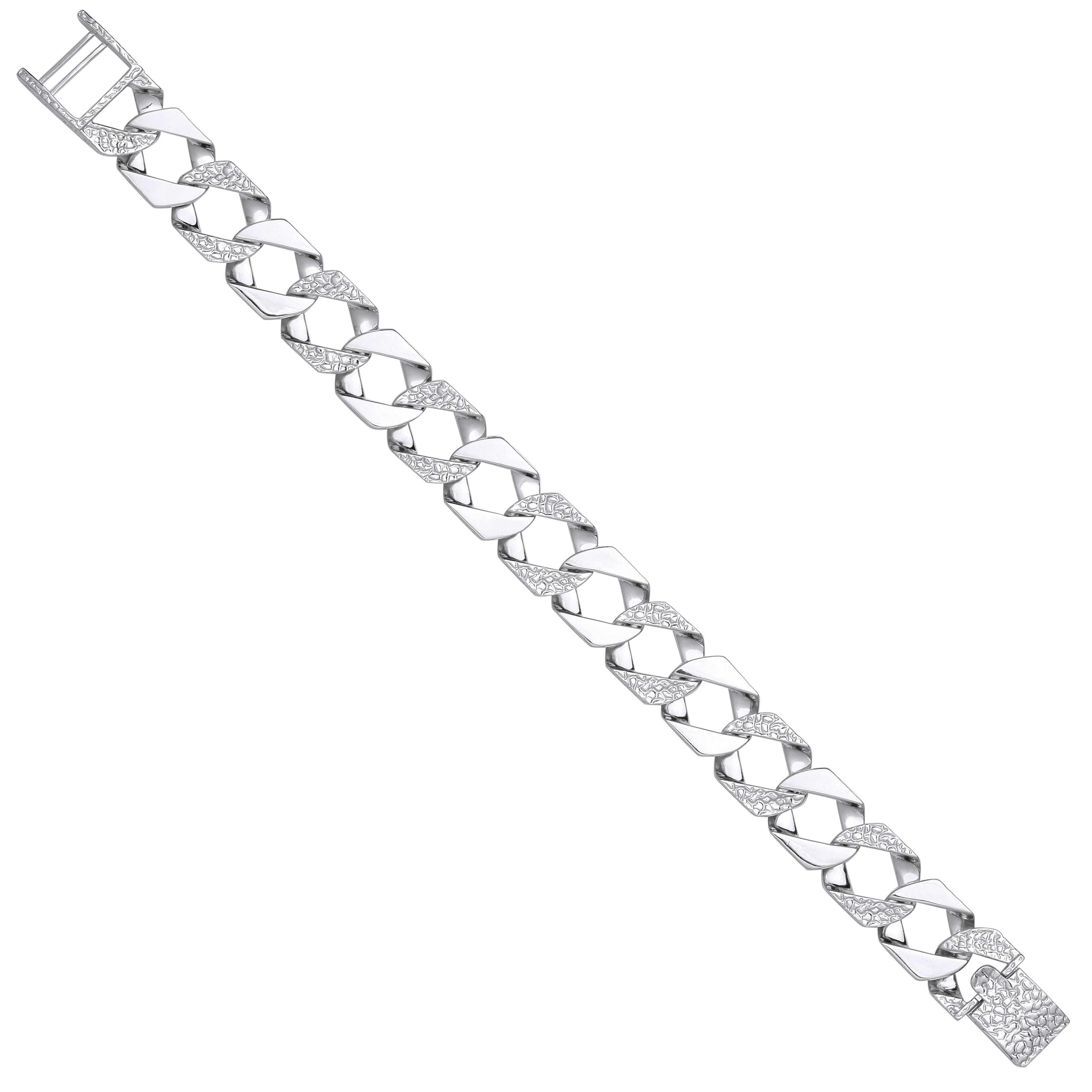 Silver Plain & Patterned Cast 14.5m Link Bracelet