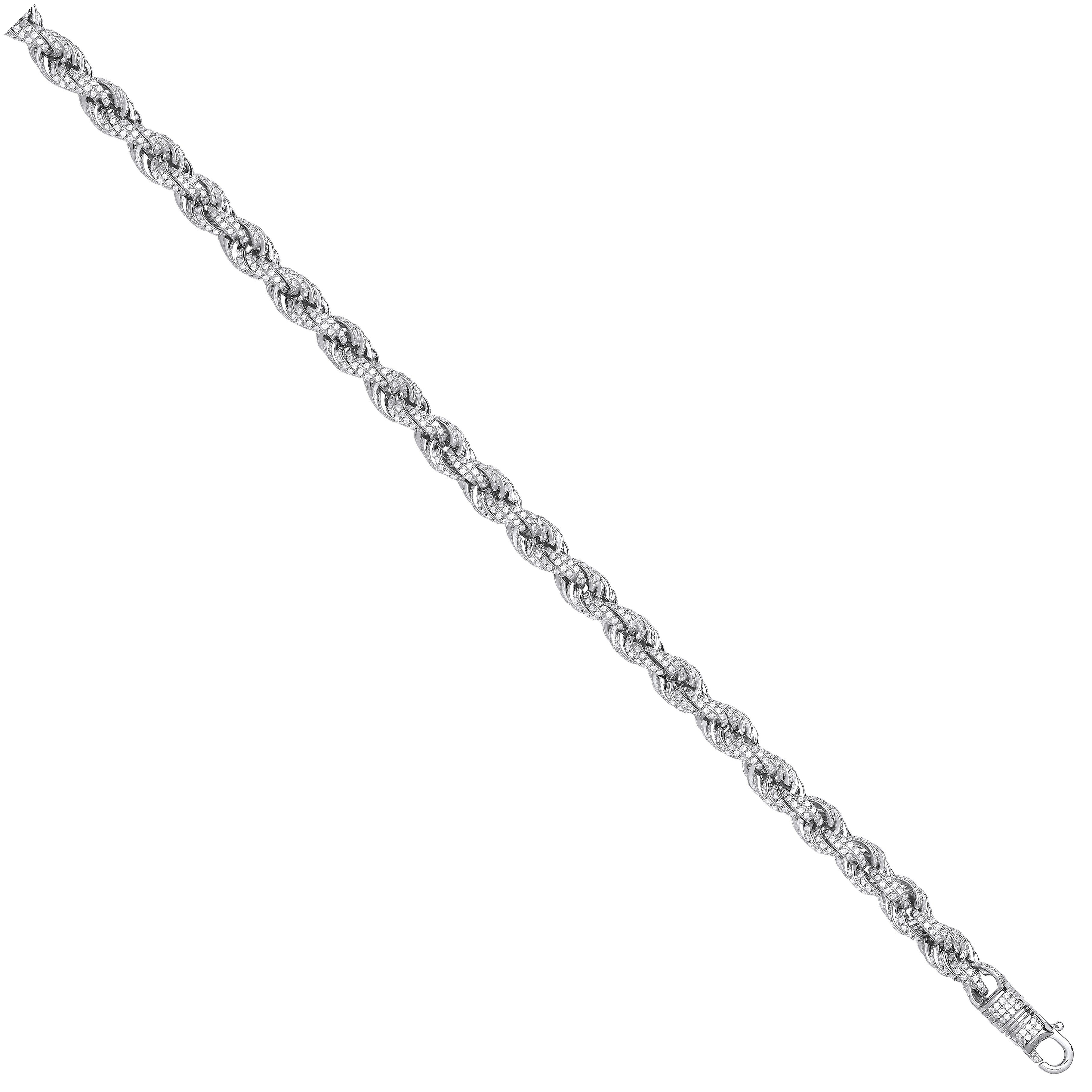Silver CZ Set Rope 7.0mm Chain
