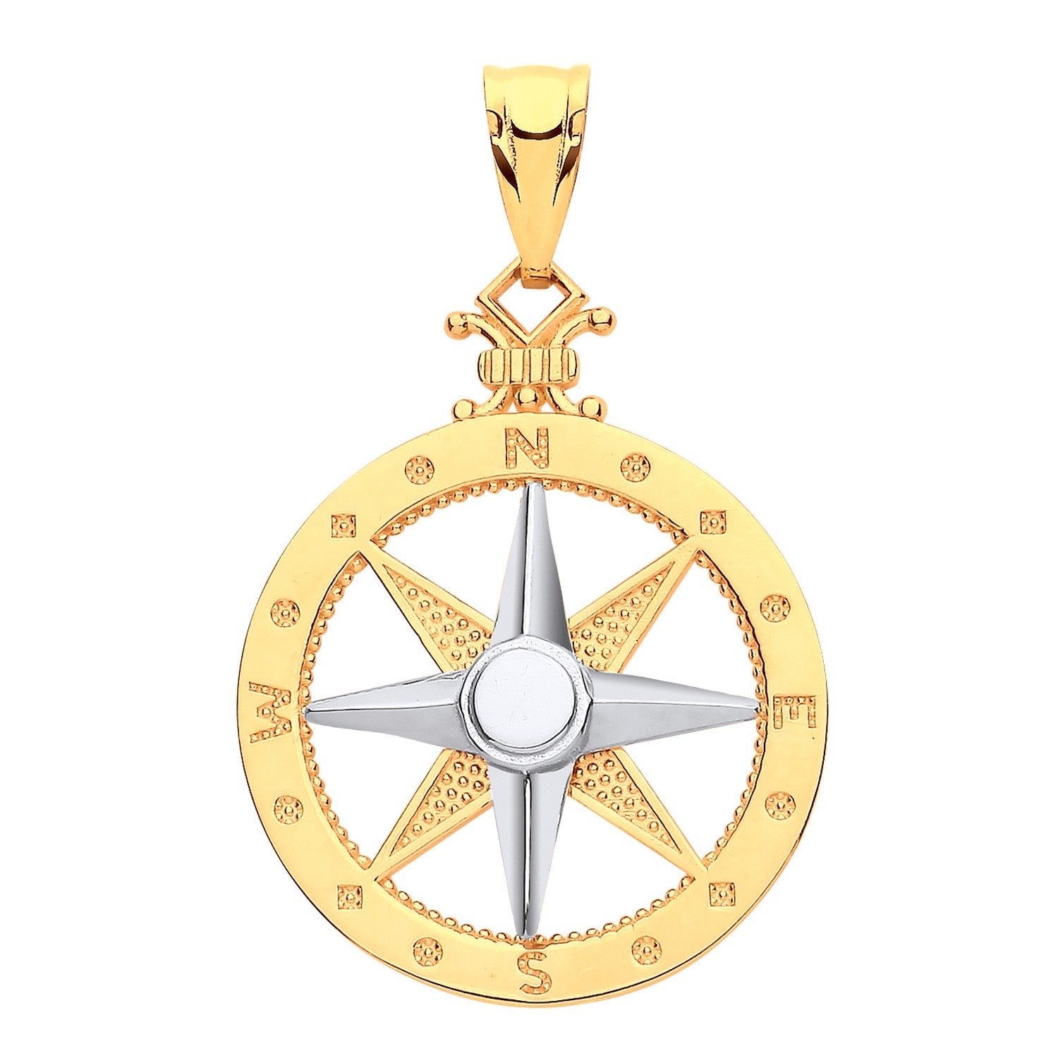 Y White Gold Compass Pendant
