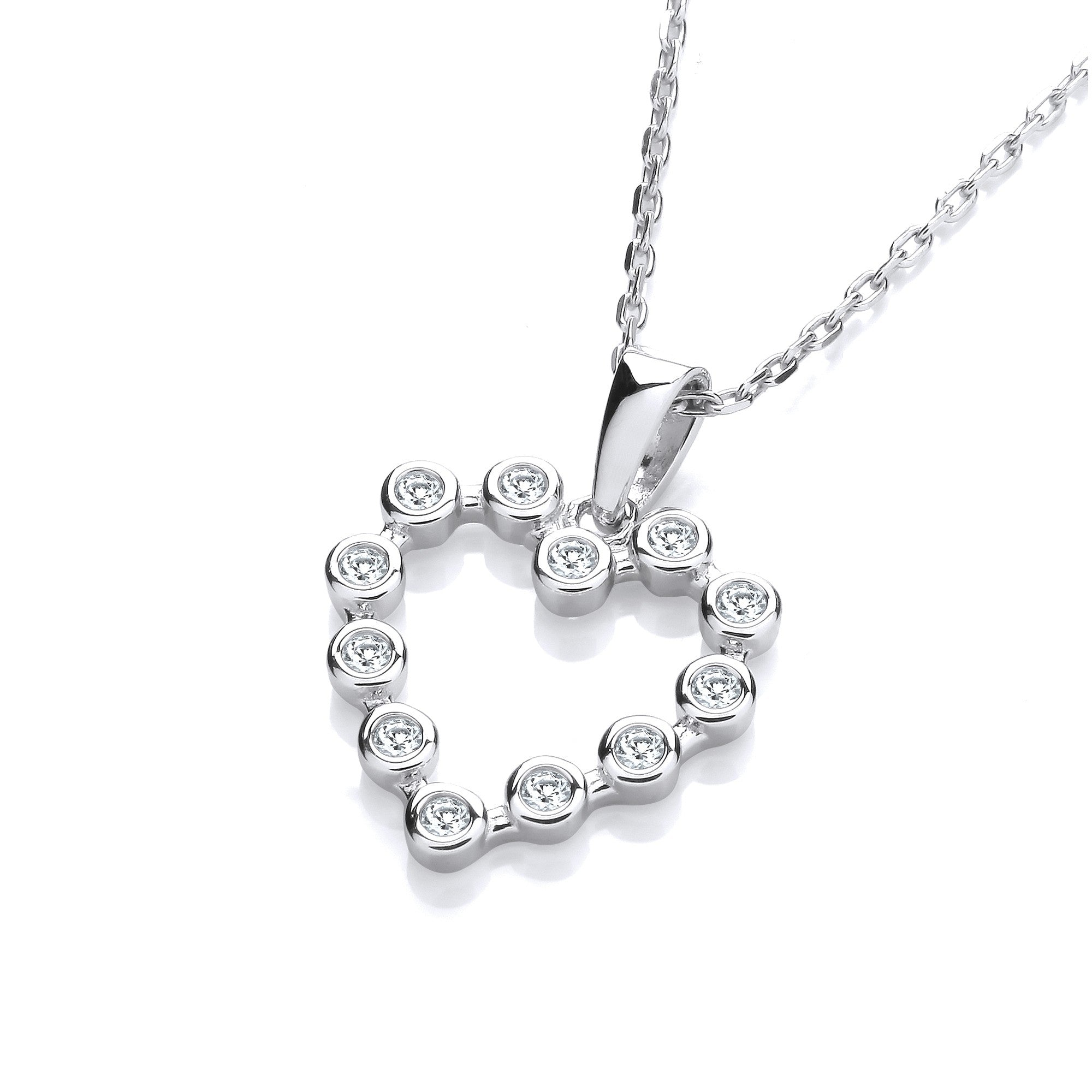 Heart Rubover CZs Drop Pendant with Chain