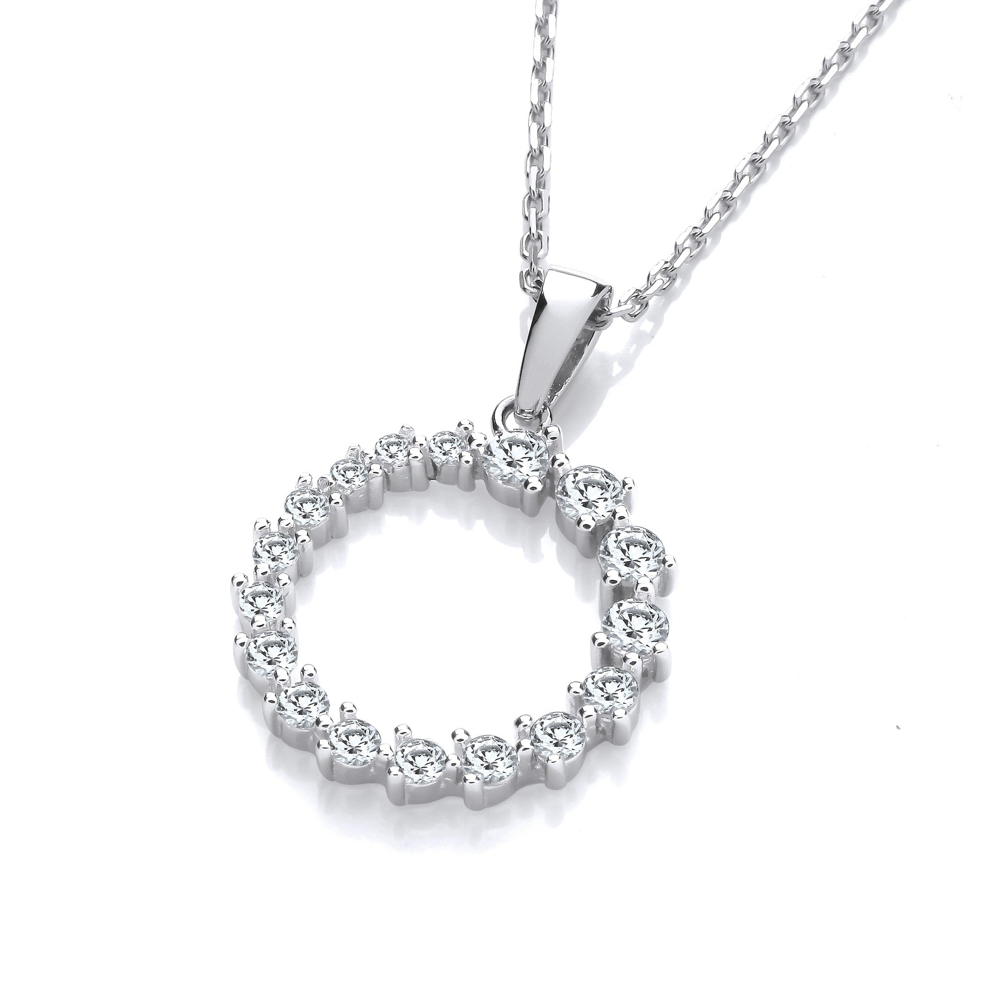 Graduated CZs Circle of Life Pendant with Chain