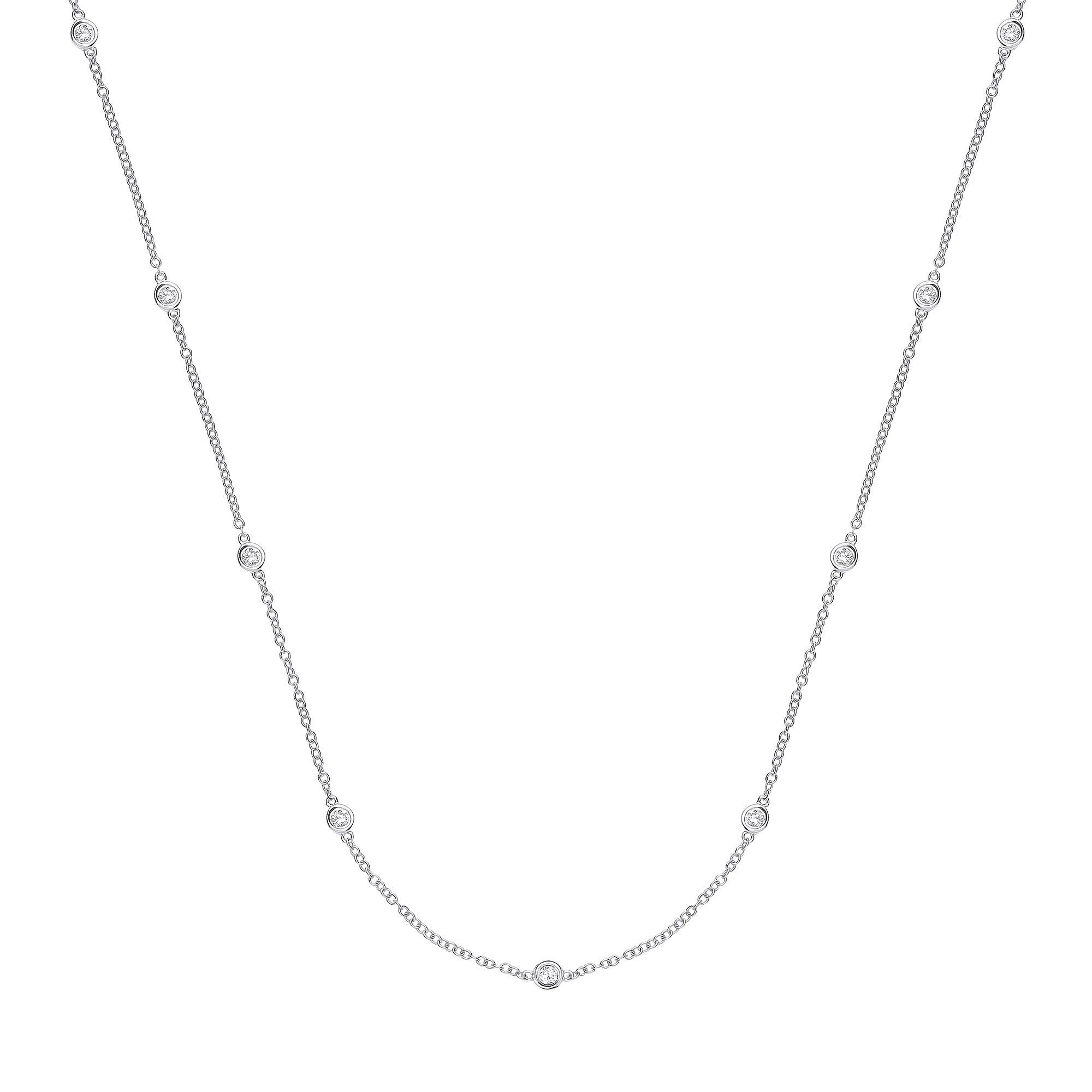 9ct White Gold 0.50ct Diamond by the yard Necklace (18in-45cm)