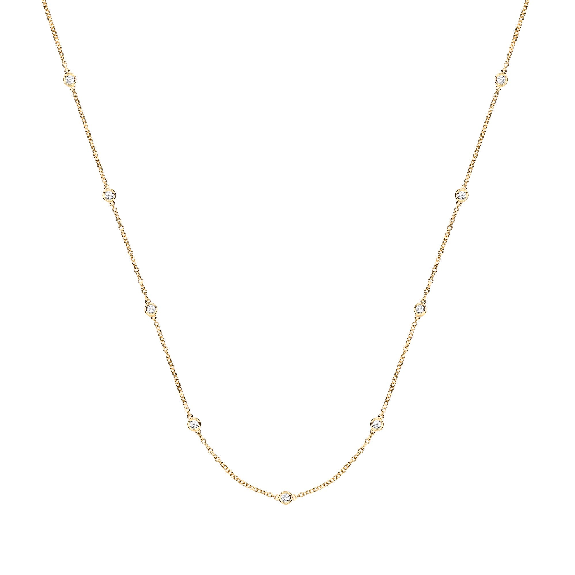 9ct Yellow Gold 0.50ct Rubover Diamond Chain (18in-45cm)