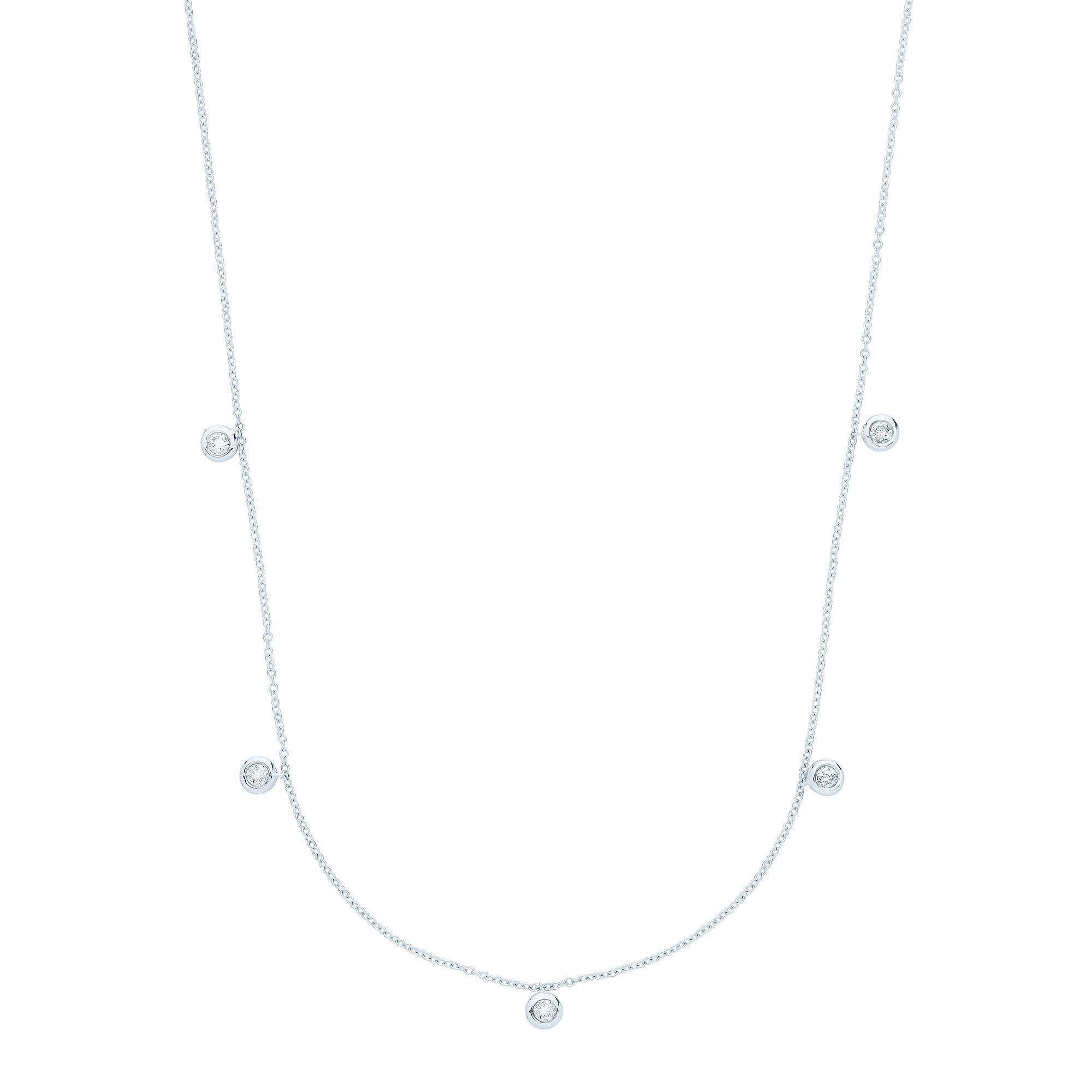 9ct White Gold Rub-Over 0.25ctw Diamond Chain