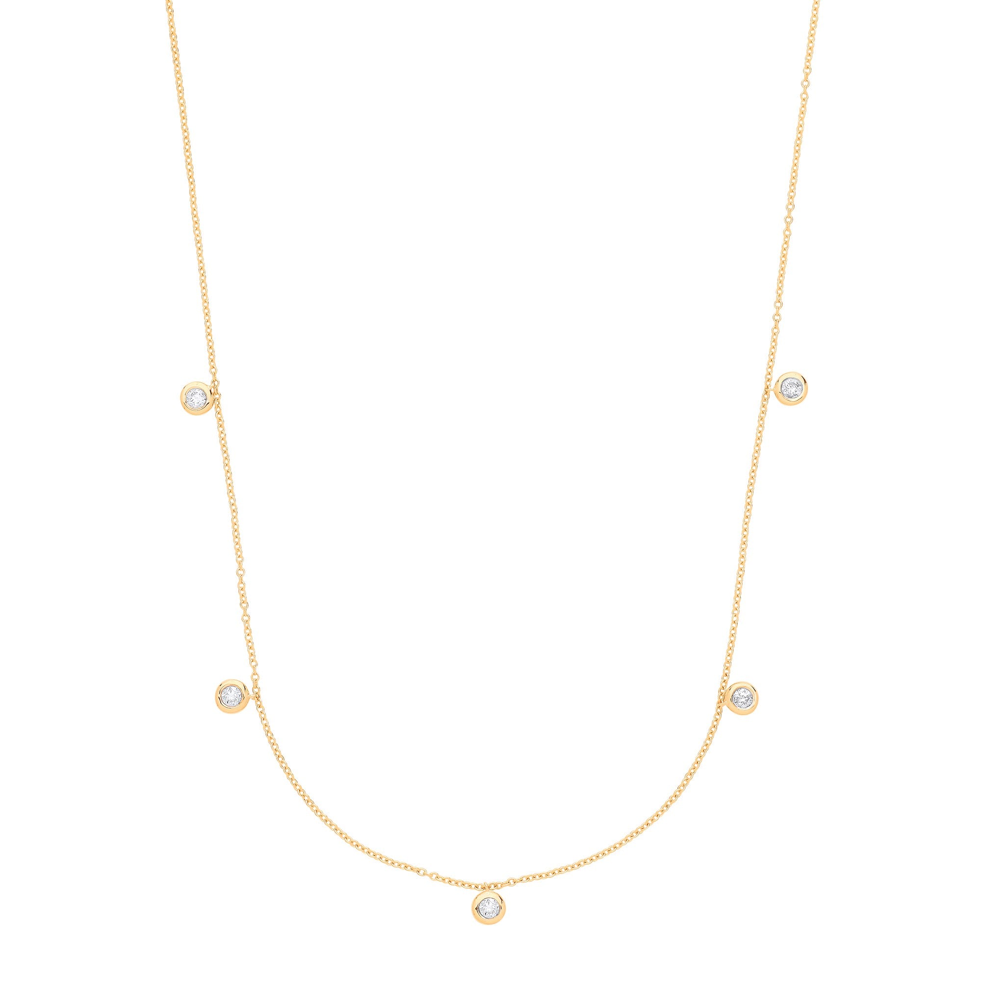 9ct Yellow Gold Rub-Over 0.25ctw Diamond Chain
