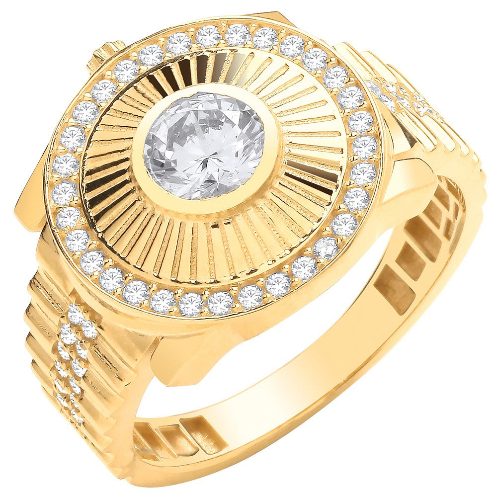 Yellow Gold Round CZ Ring