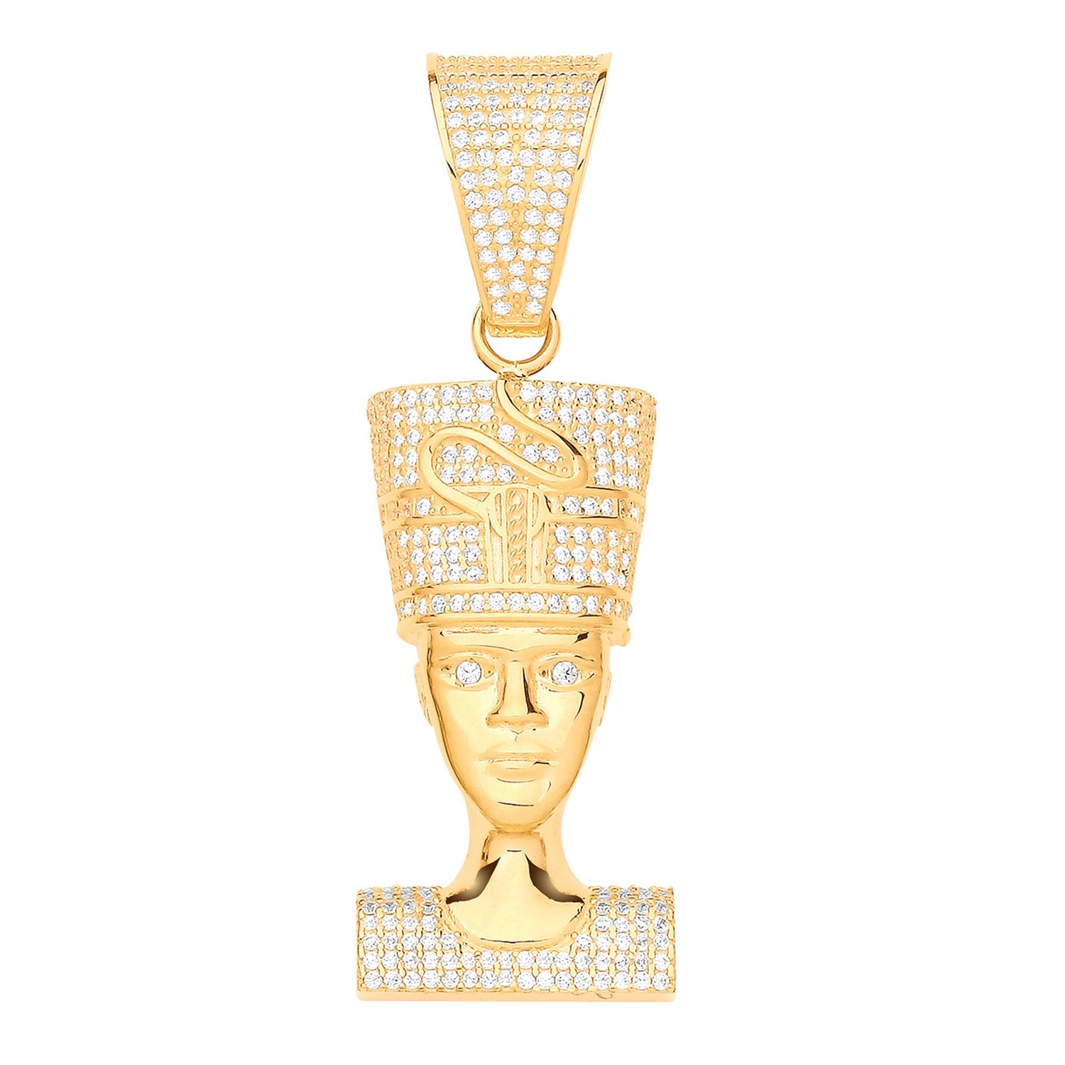 Yellow Gold CZ Nefertiti       Pendant