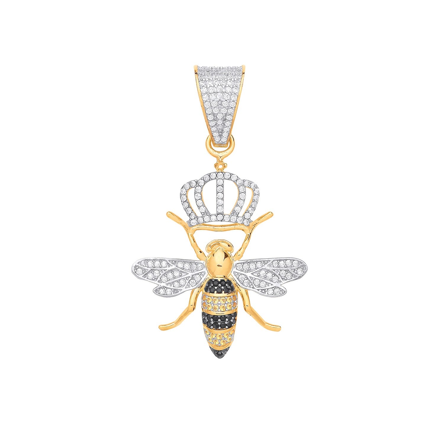 Yellow Gold  Queen Bee Cut out CZ Pendant