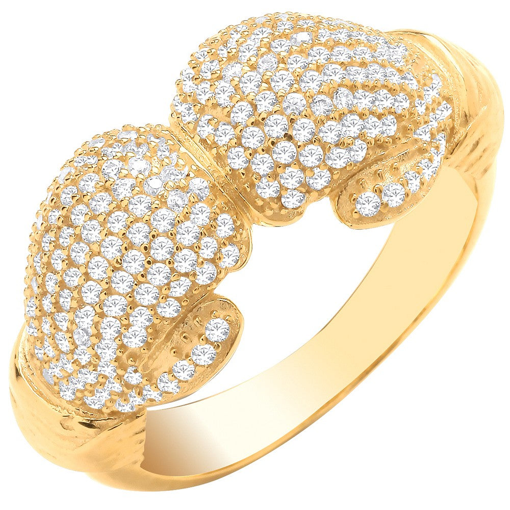 Yellow Gold Boxing Gloves CZ Ring