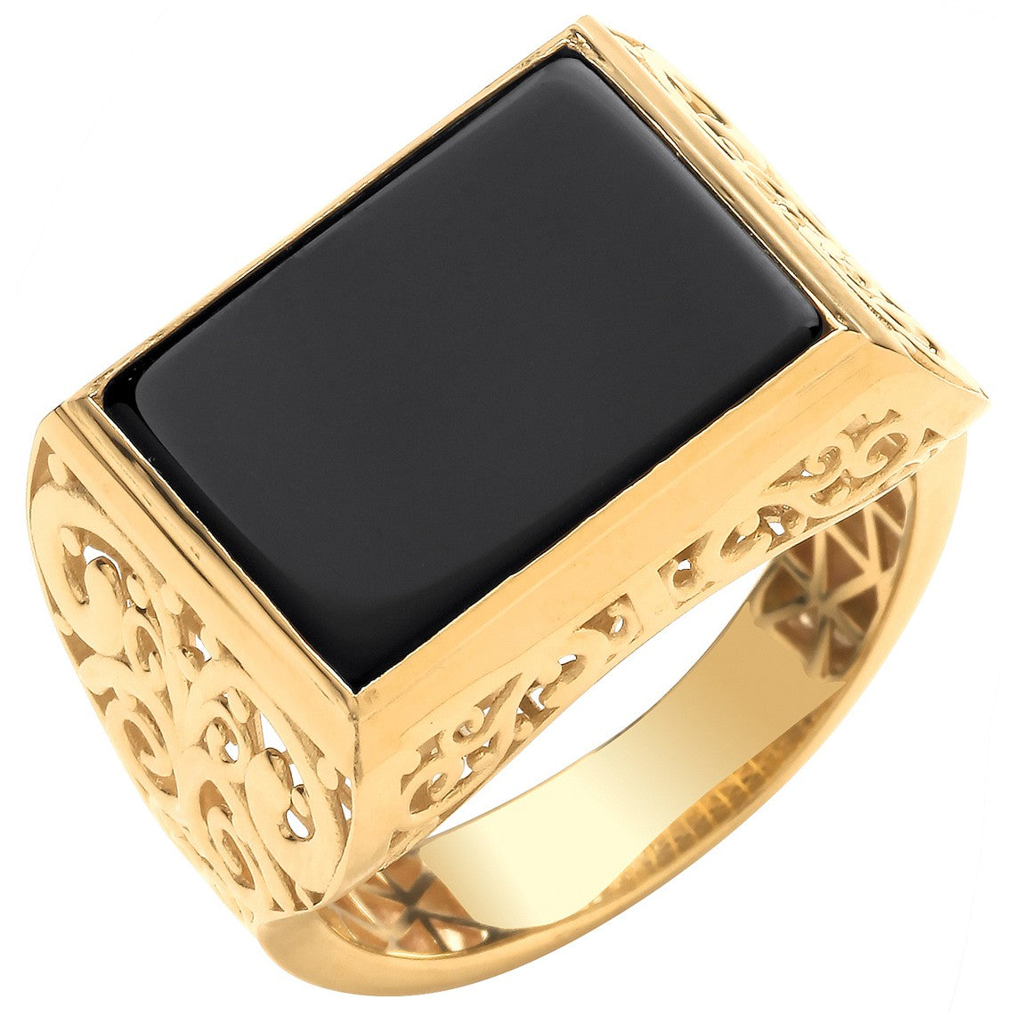 Yellow Gold Rectangular Onyx Ring