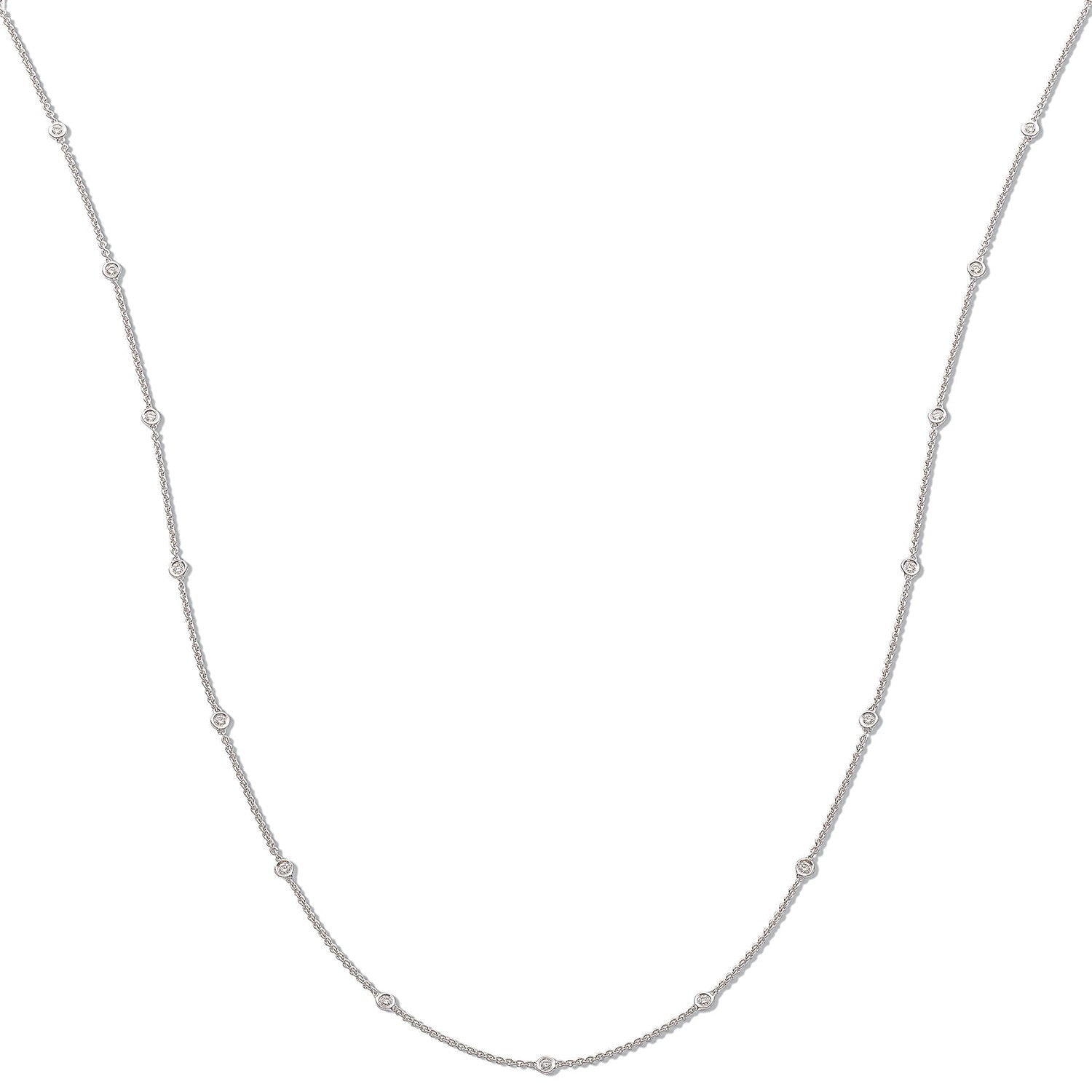 18ct White Gold 1.00ct Diamond by the yard Necklace (36in-91cm)