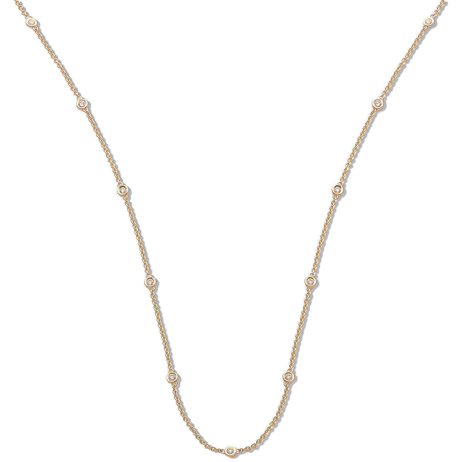18ct Yellow Gold 0.50ct Diamond by the yard Necklace (18in-45cm)