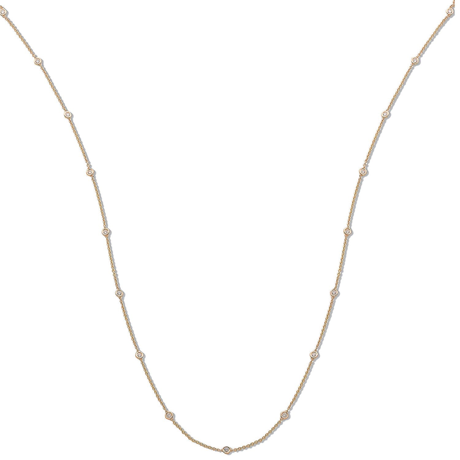 18ct Yellow Gold 1.00ct Diamond by the yard Necklace (36in-91cm)