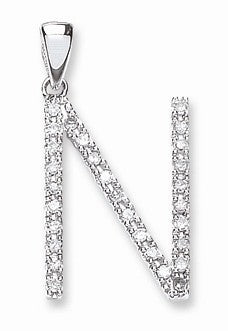 9ct White Gold 0.22ct Diamond N Initial