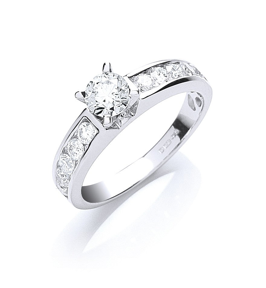 18ct White Gold 1.00ct Brilliant Cut Centre Diamond Ring