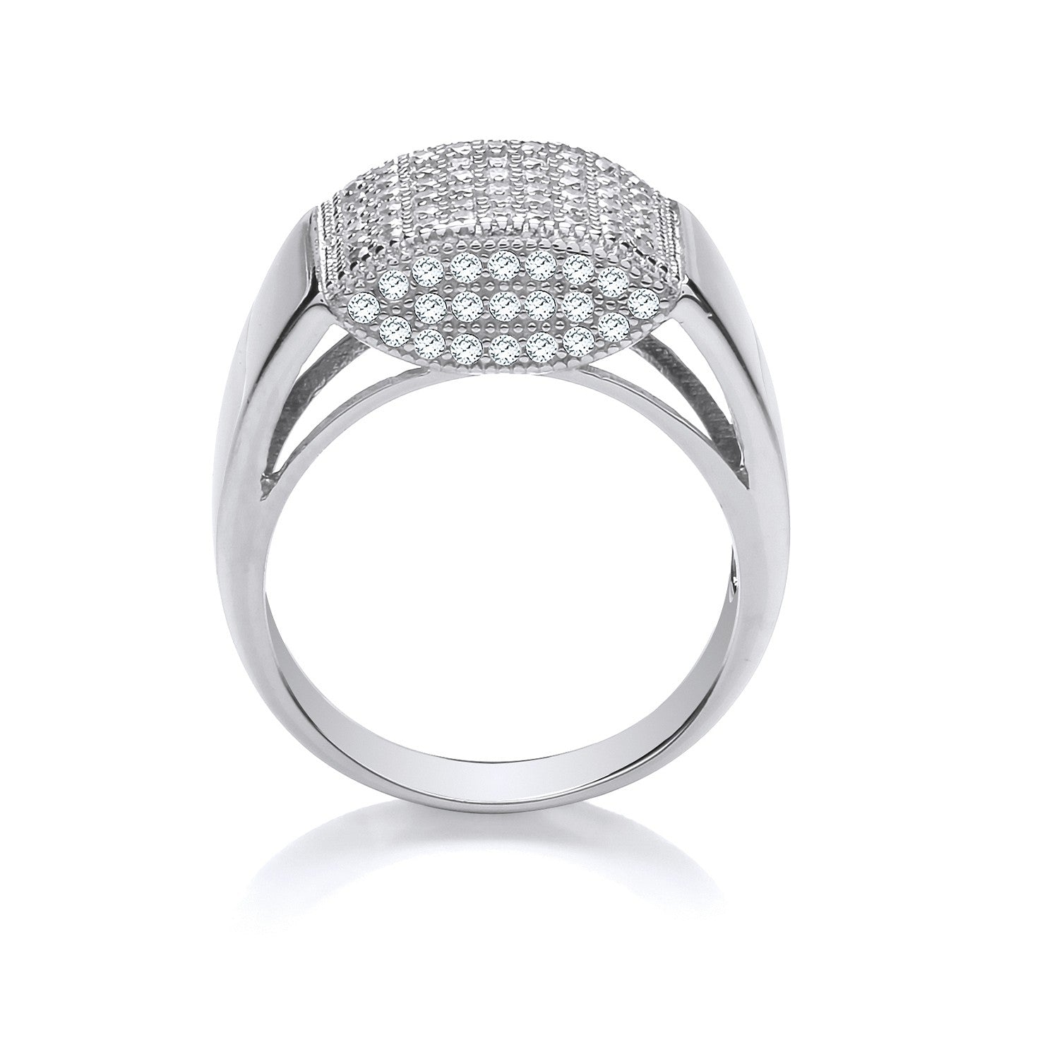 Silver Micro-Pave Cubic Zirconia Gents Ring