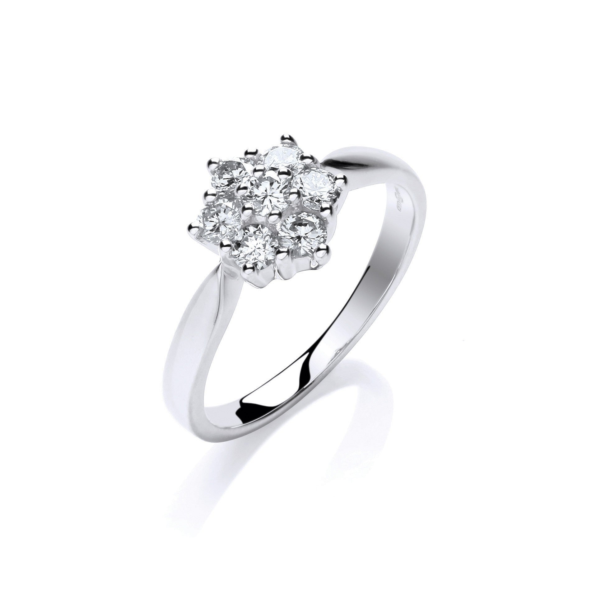 9ct White Gold 0.50ctw Diamond Flower - Cluster Ring