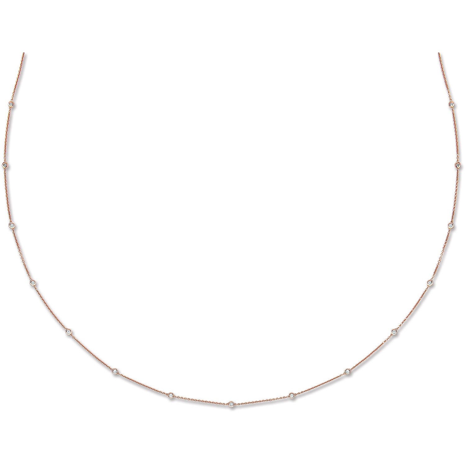 18ct Rose Gold 1.00ct Diamond by the yard Necklace (36in-91cm)