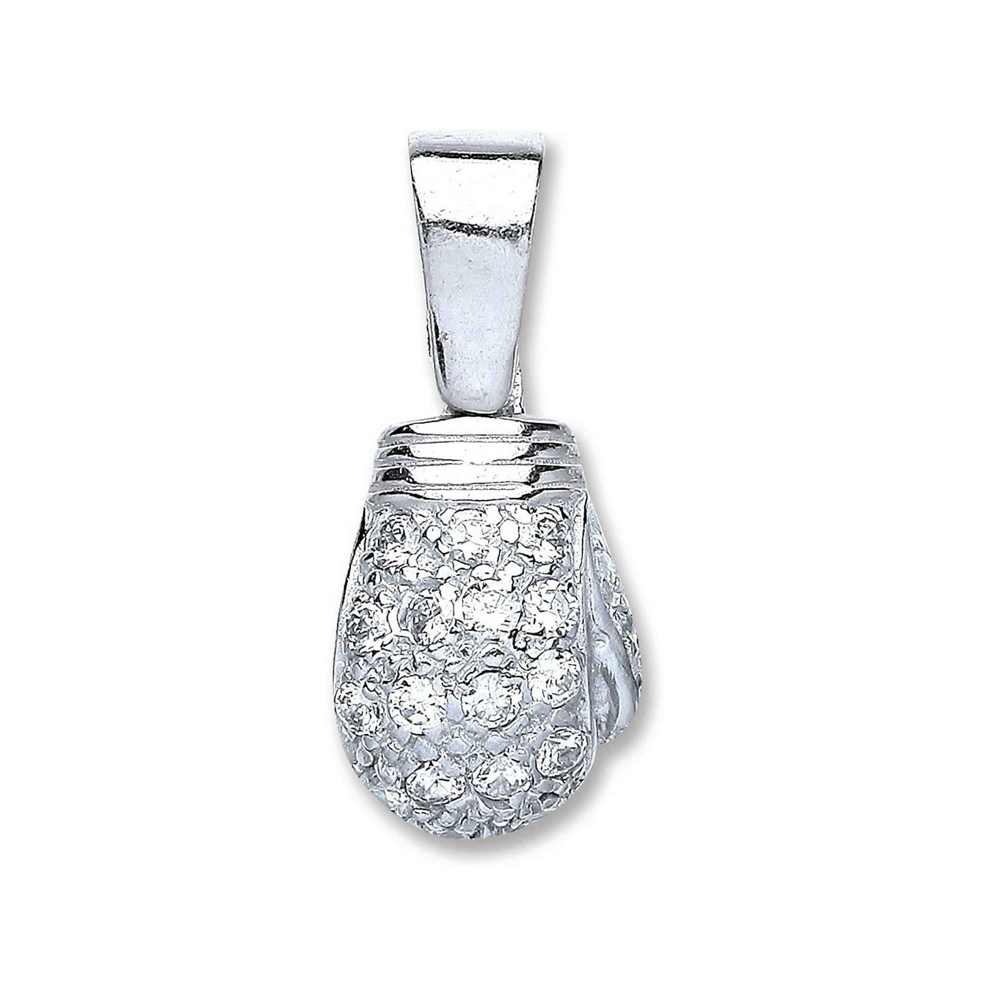 Silver Boxing Glove Cubic Zirconia Pendant