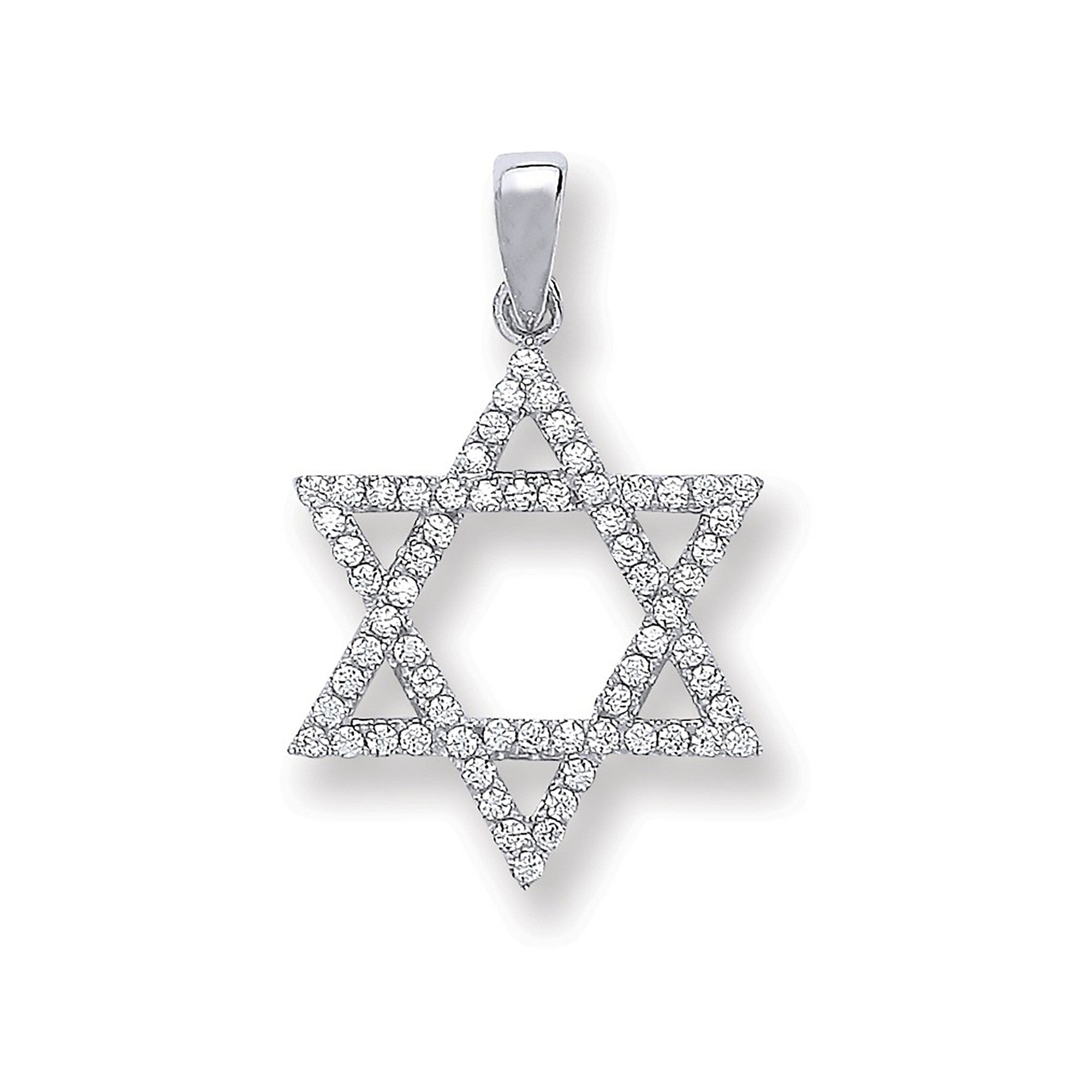 Silver Cubic Zirconia Star Of David Pendant