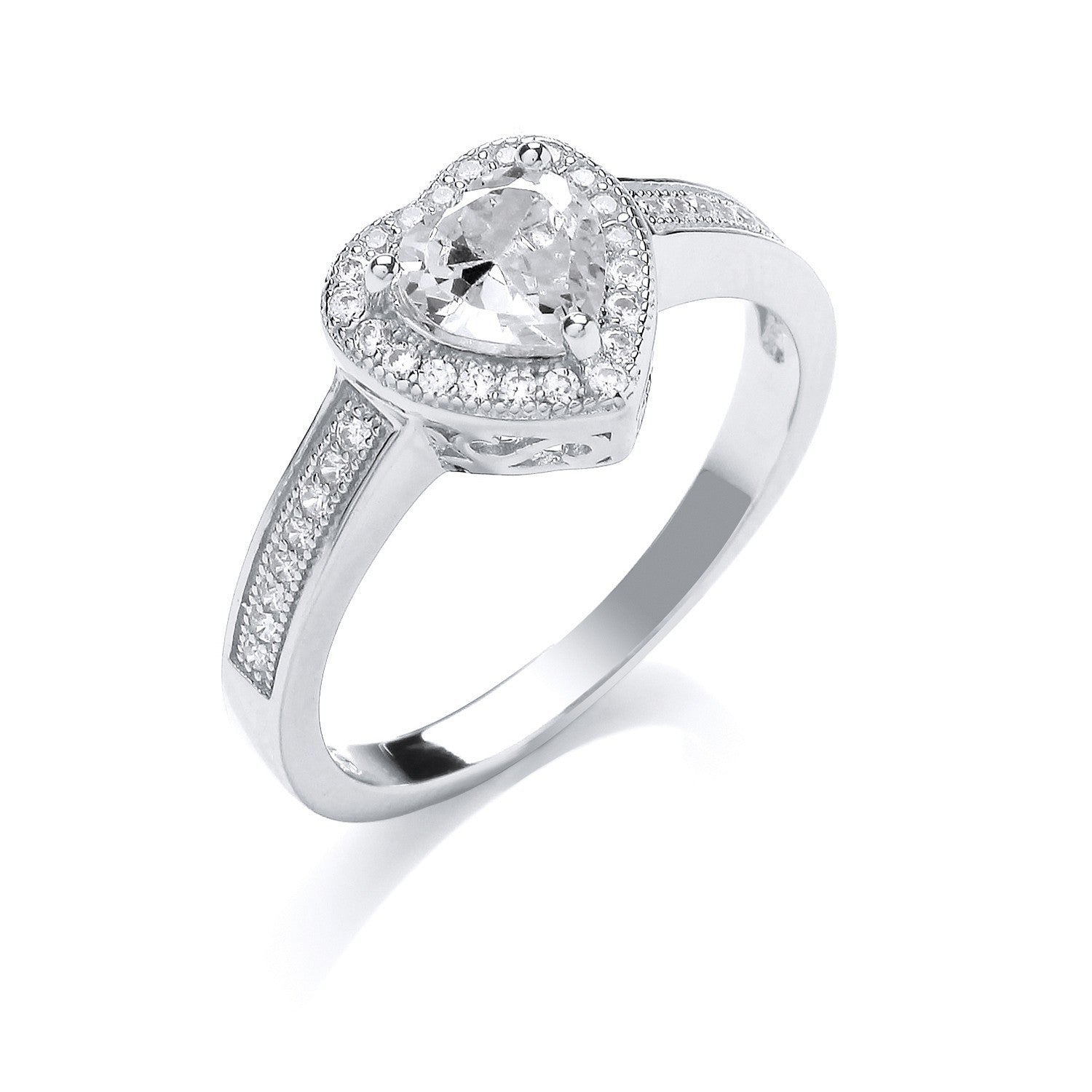 Silver Cubic Zirconia Heart Ring