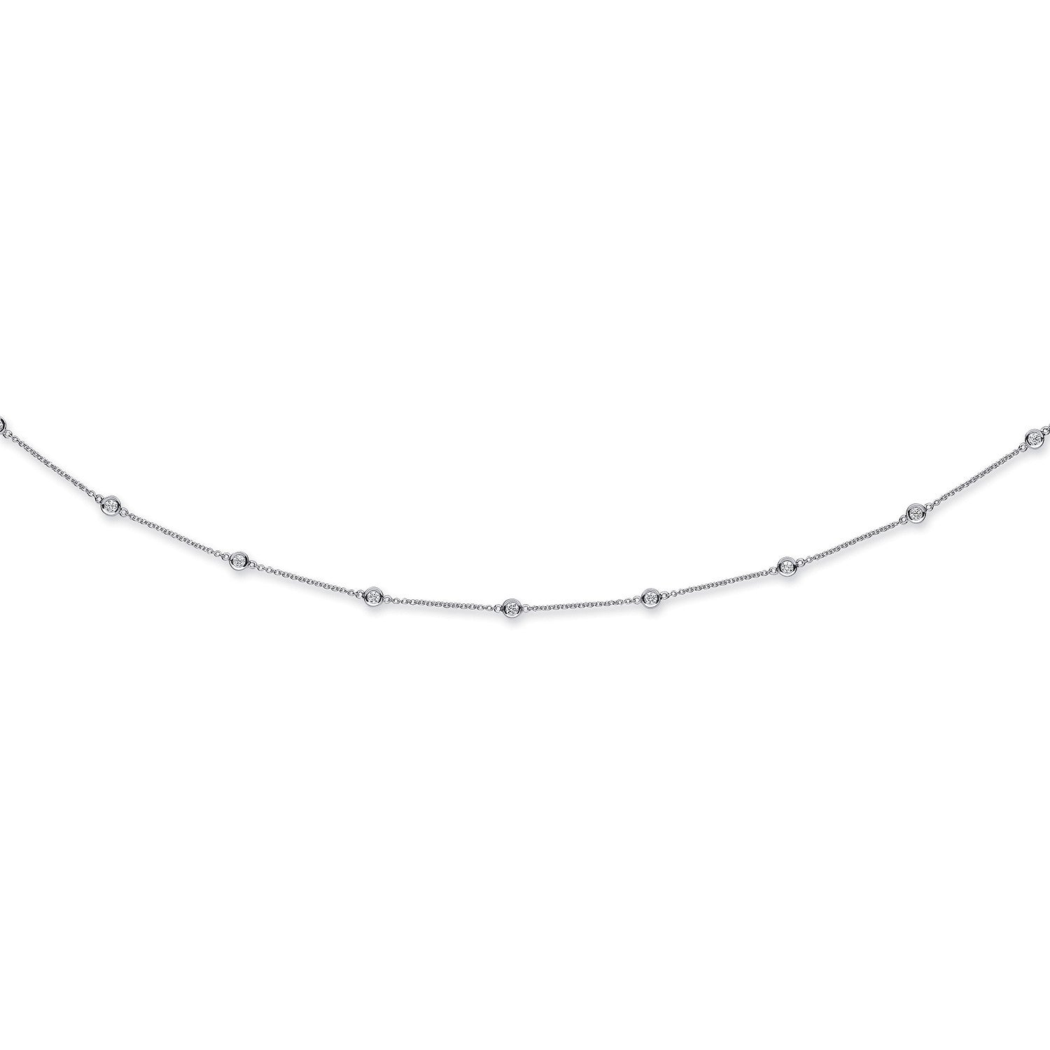 18ct White Gold 1.00ct Diamond by the yard Necklace (18in-45cm)