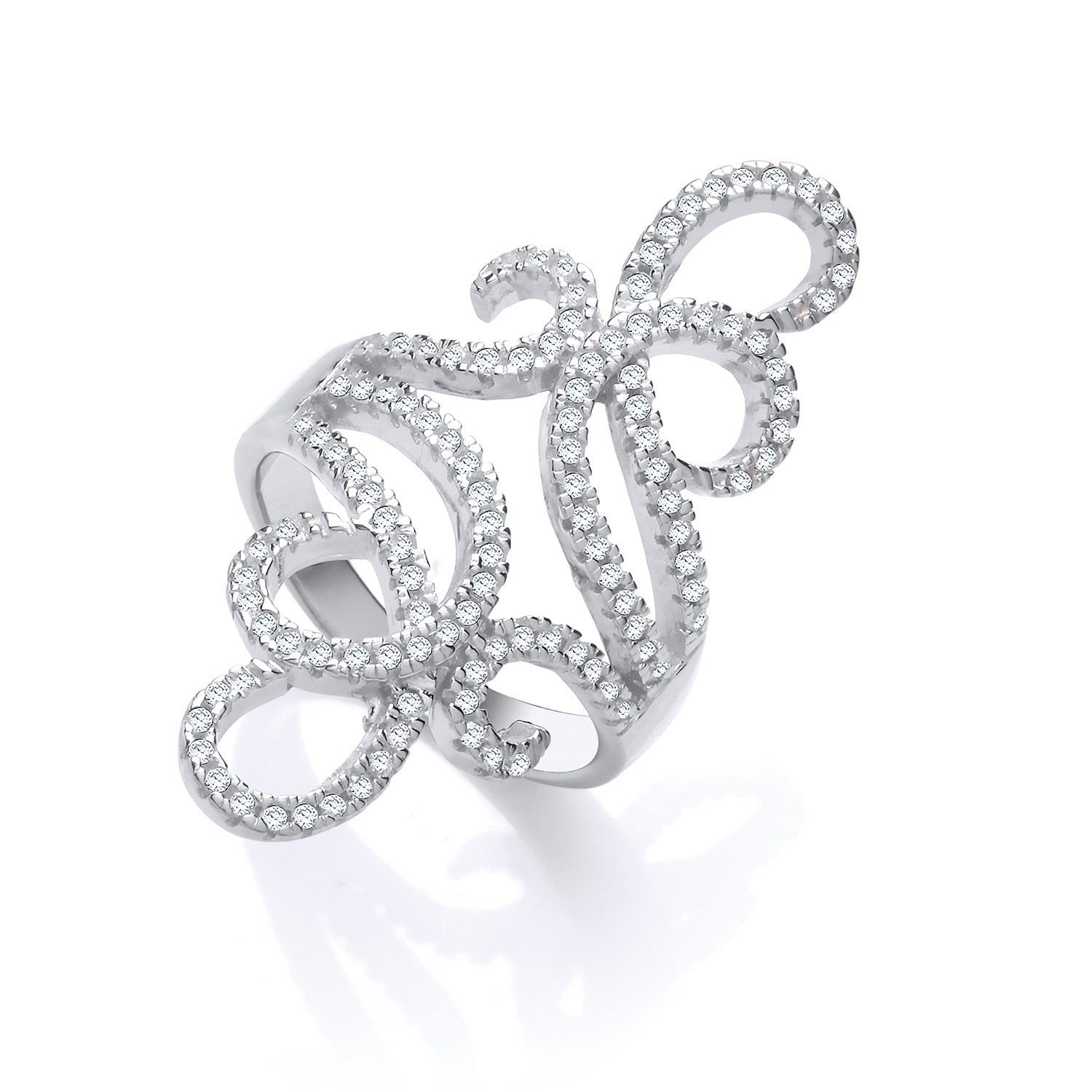 Silver Fancy Cubic Zirconia Long Top Ring