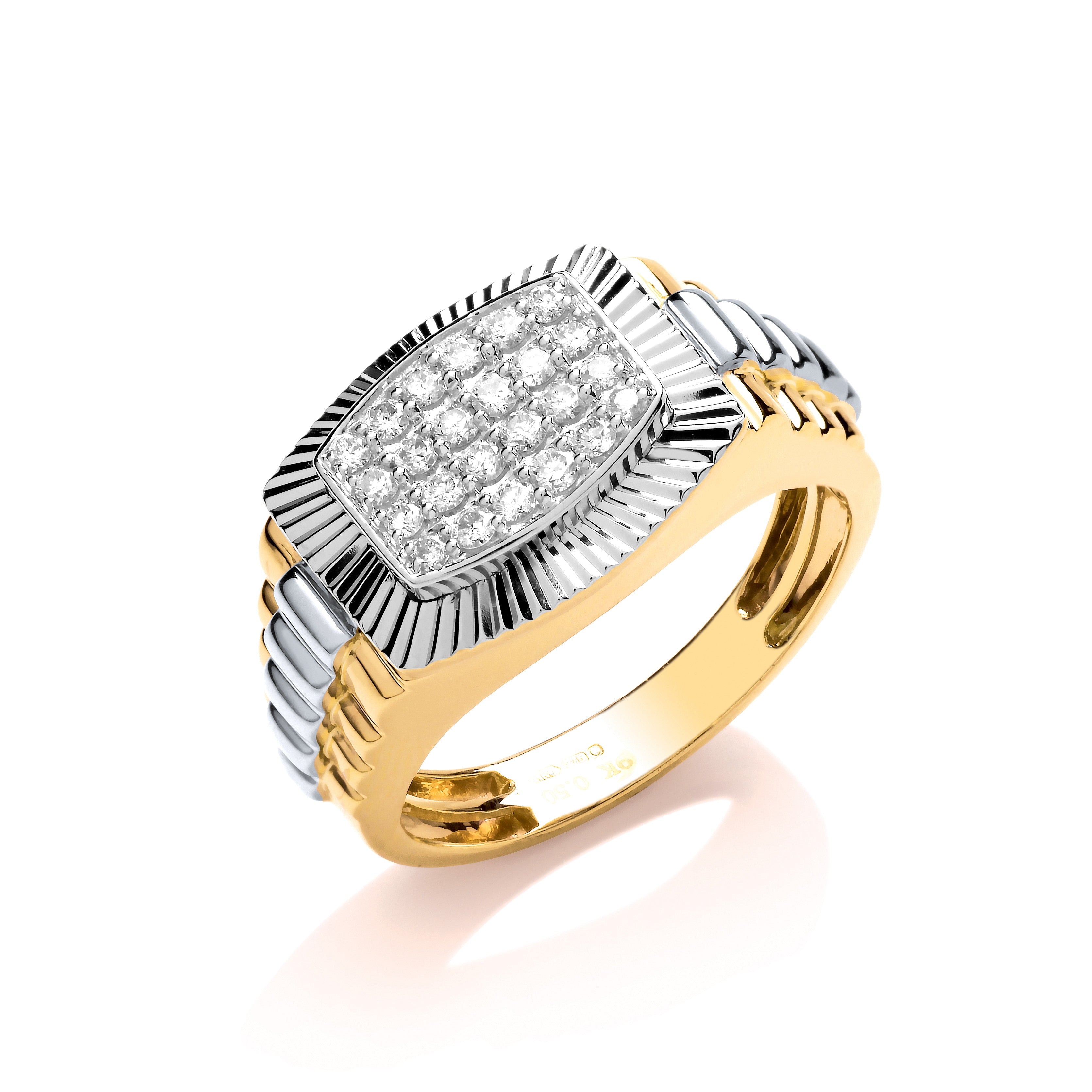 9ct Y-W Gold 0.50ct Diamond Fancy Link Ring