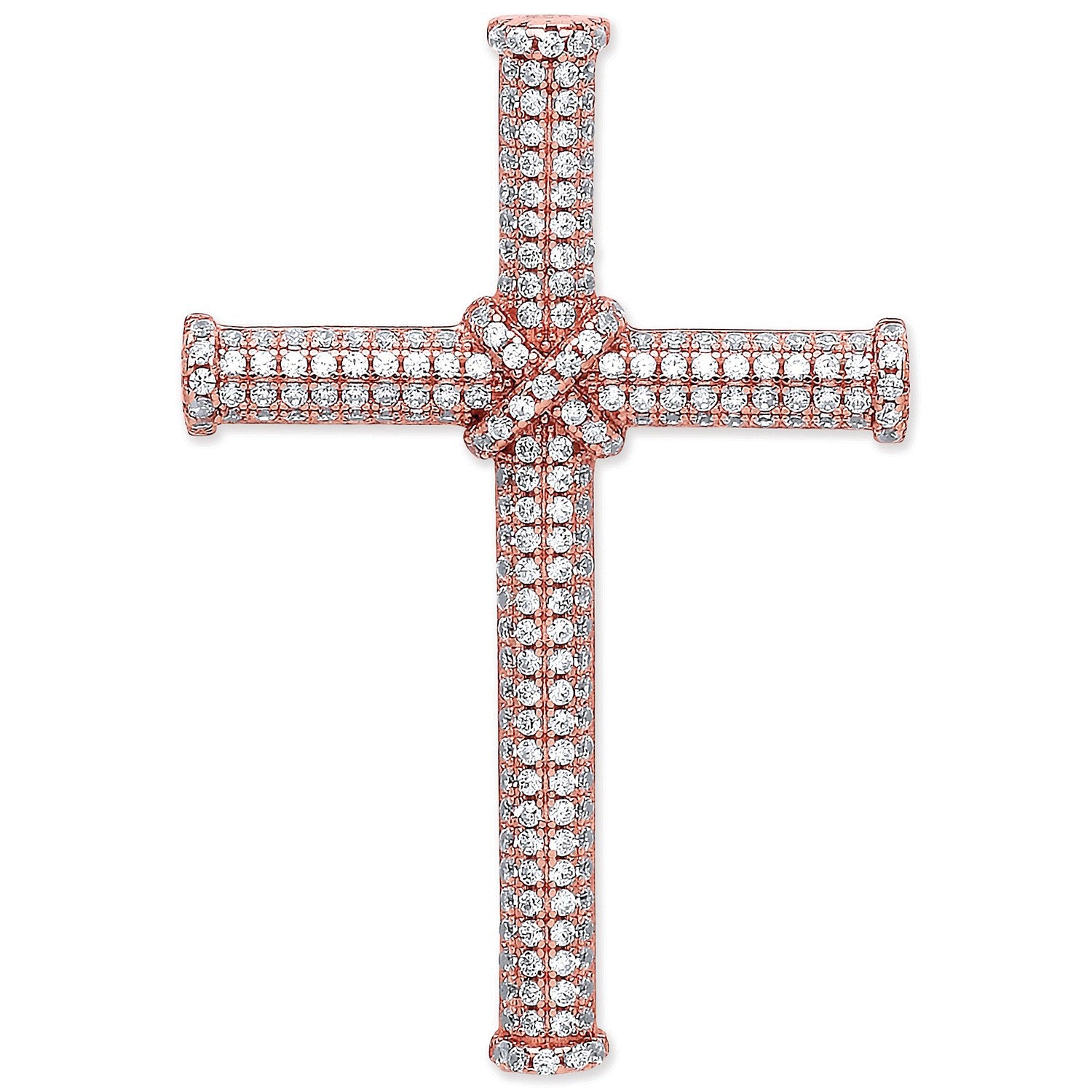 Silver Rose Coated Micro' Pave Cubic Zirconia Cross
