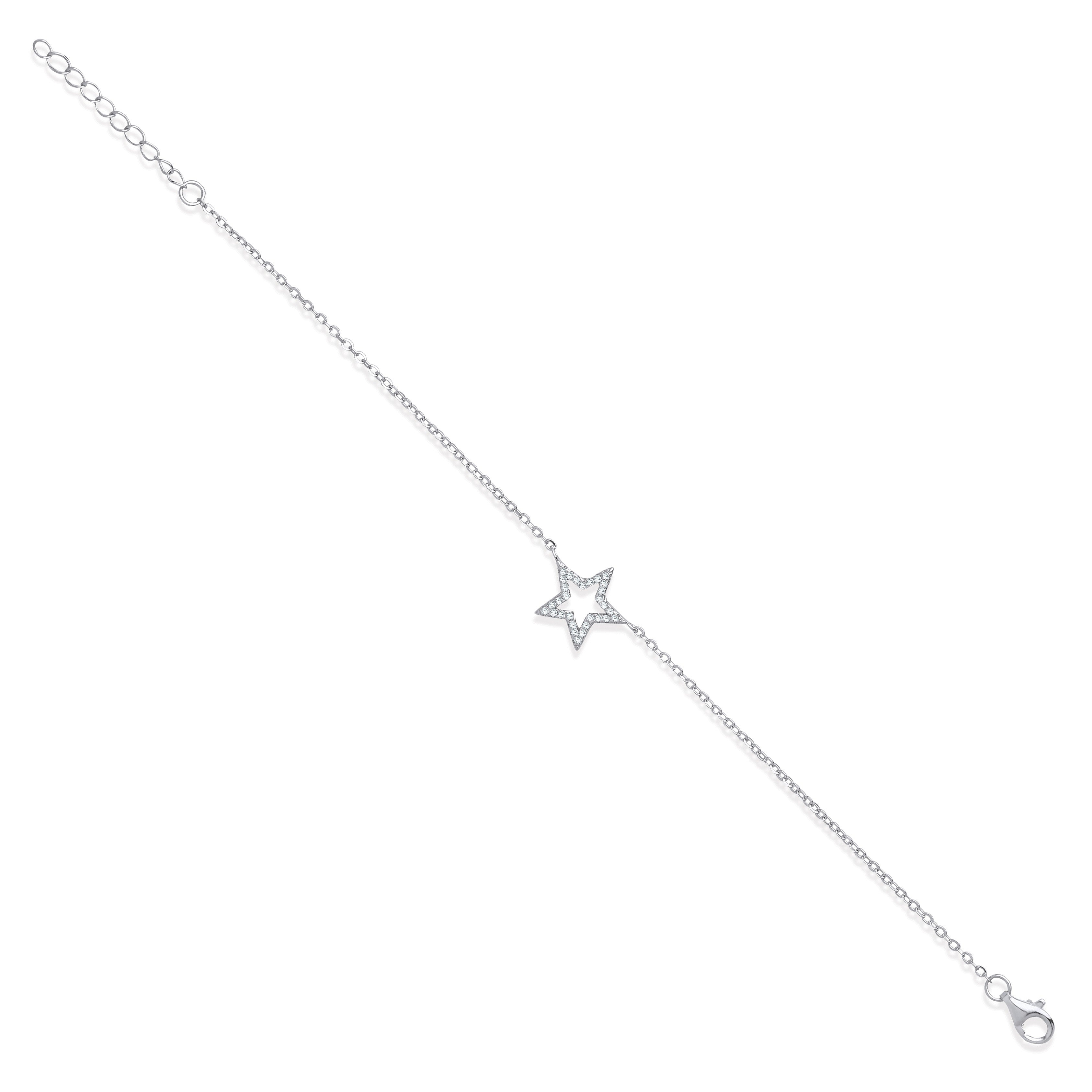 Silver Pave Cubic Zirconia Star Necklace-Bracelet