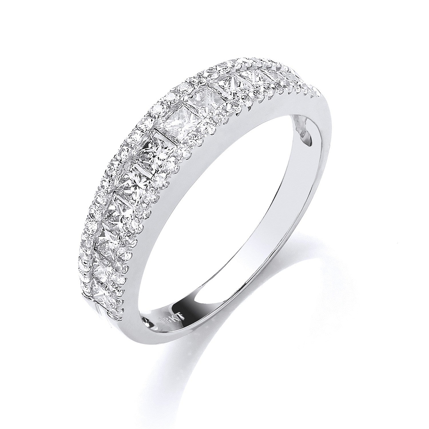 18ct WG 1.00ct Princess & Brilliant Cut Diamond ET Ring