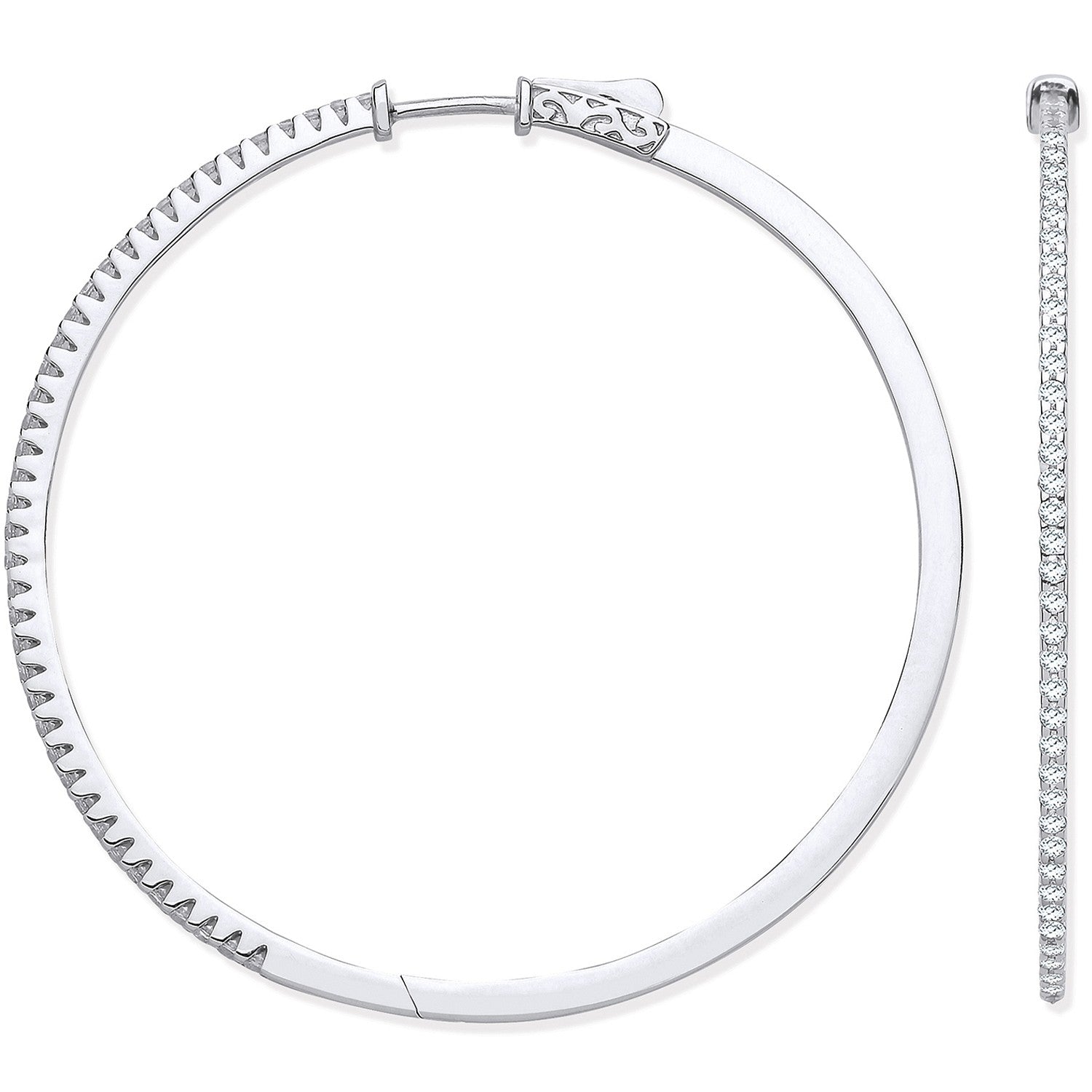 18ct White Gold 1.1ctw Claw Set Hoop Earrings