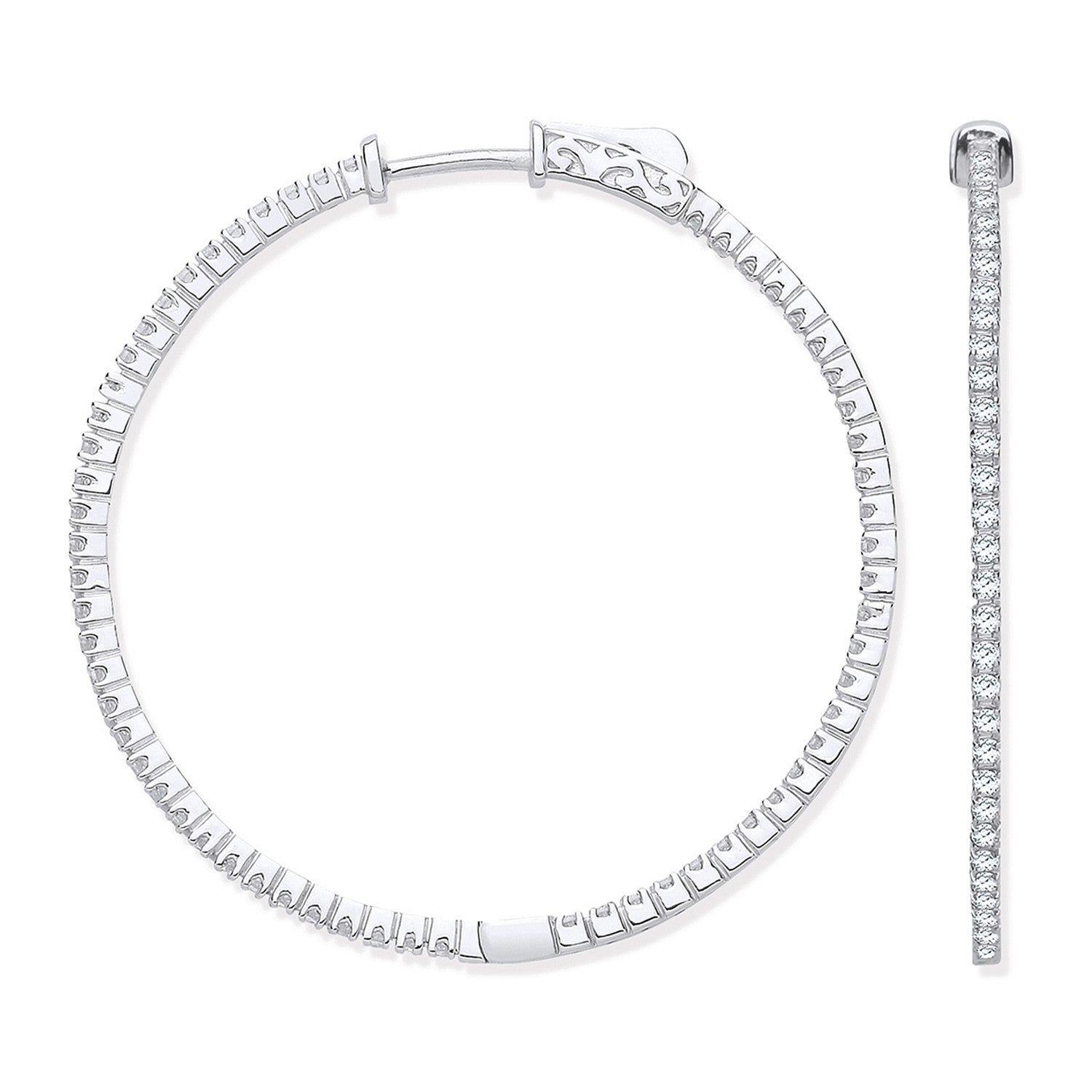 18ct WG 1.02ctw Diamond set Inside & Outside Hoop Earrings