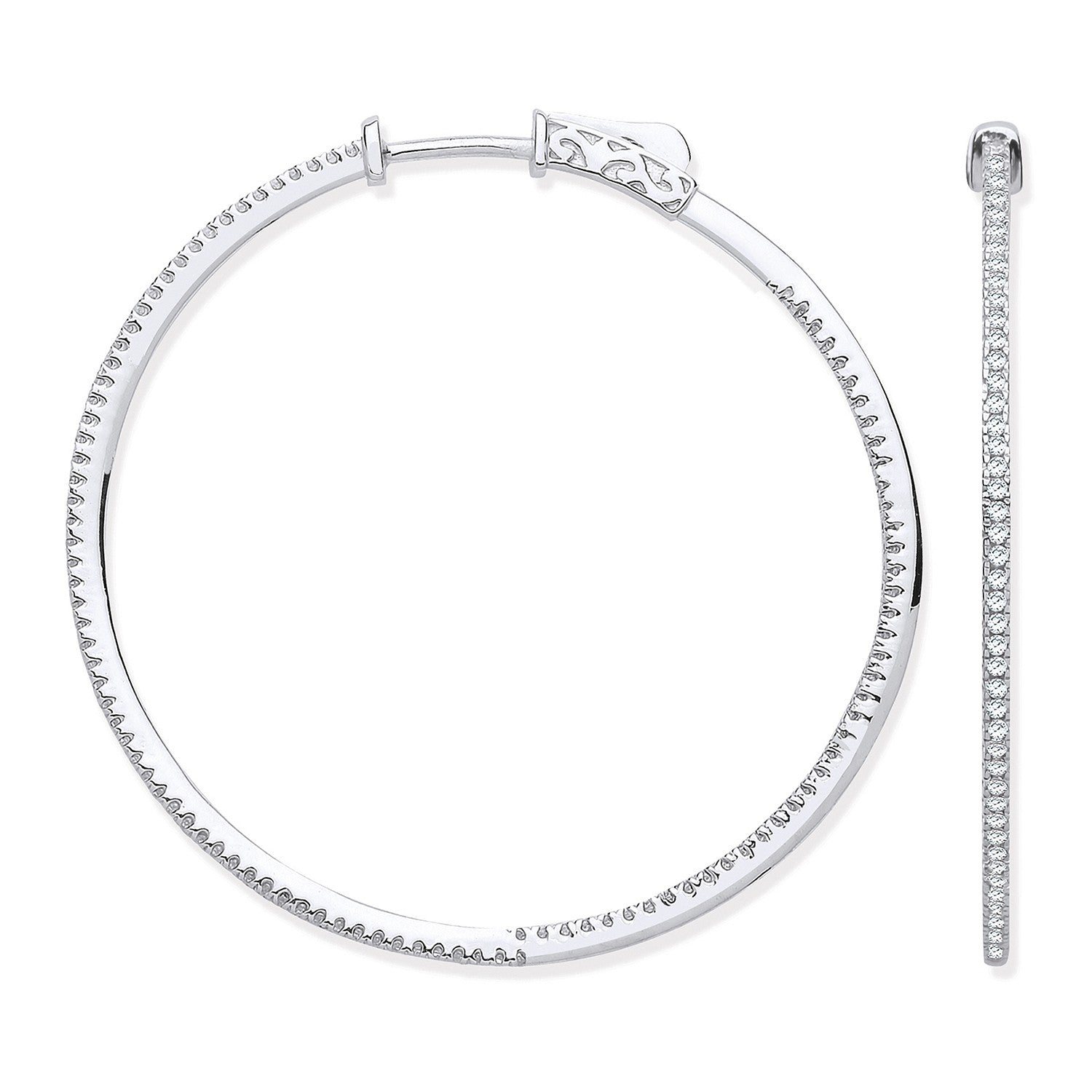18ct WG Skinny Hoops Set with 0.72ctw Diamonds Inside & Outside