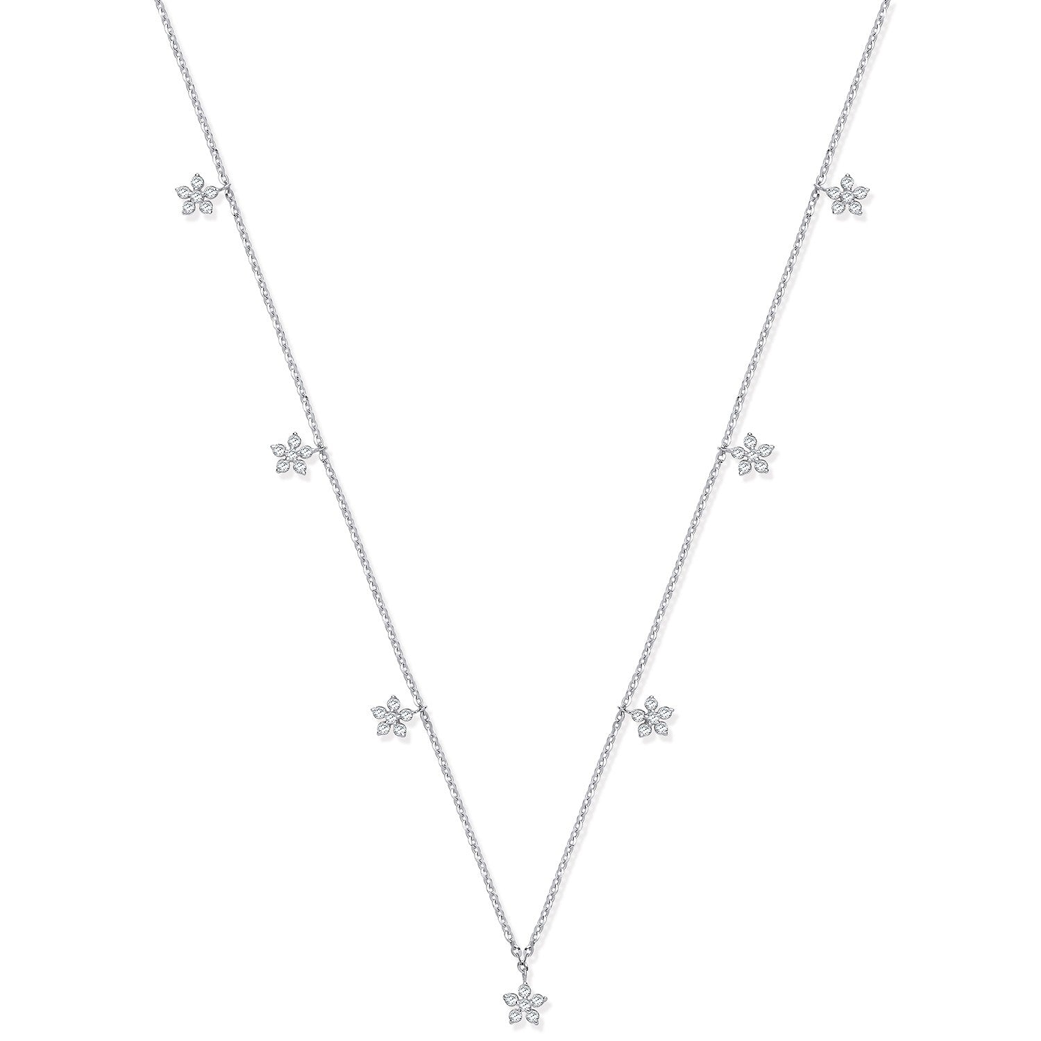 9ct WG 0.27ctw 7 Florets Pendant Chain