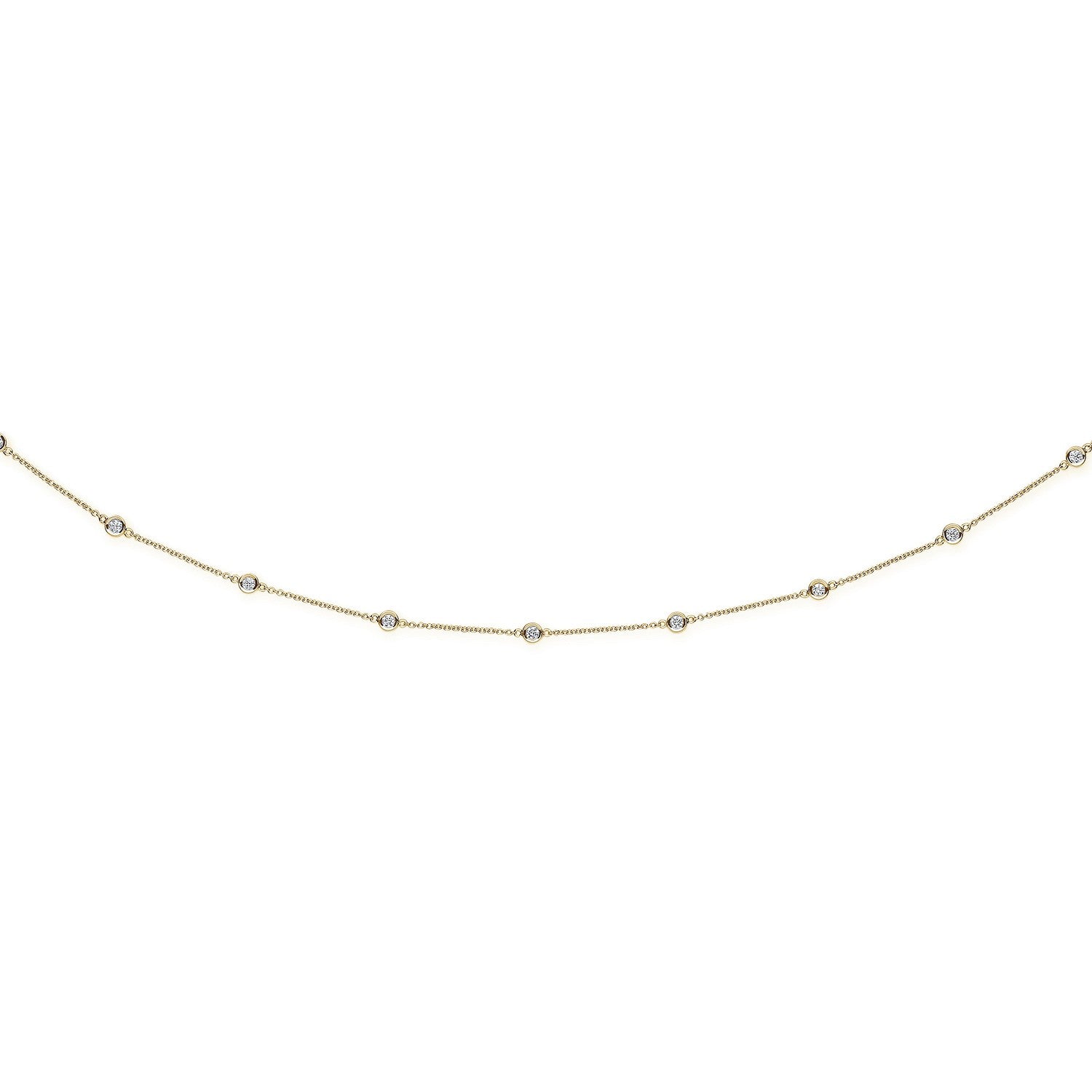 18ct Yellow Gold 2.04ct Diamond by the yard Necklace (36in-91cm)