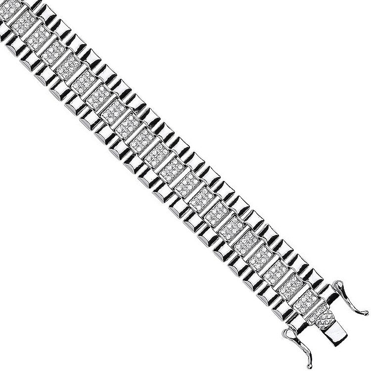 Silver Fancy Cubic Zirconia Link Baby-Ladies Bracelet