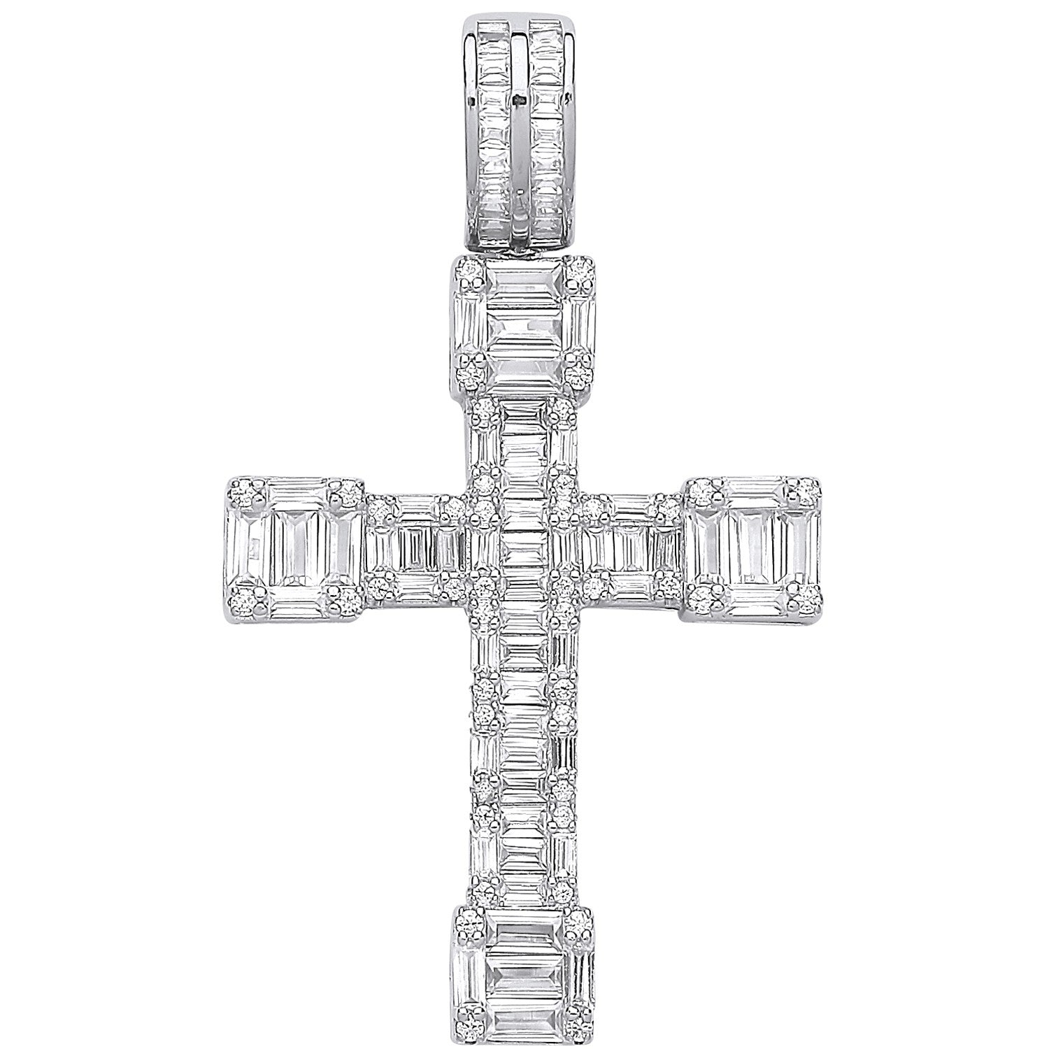 Silver Cubic Zirconia Baguettes Fancy Cross