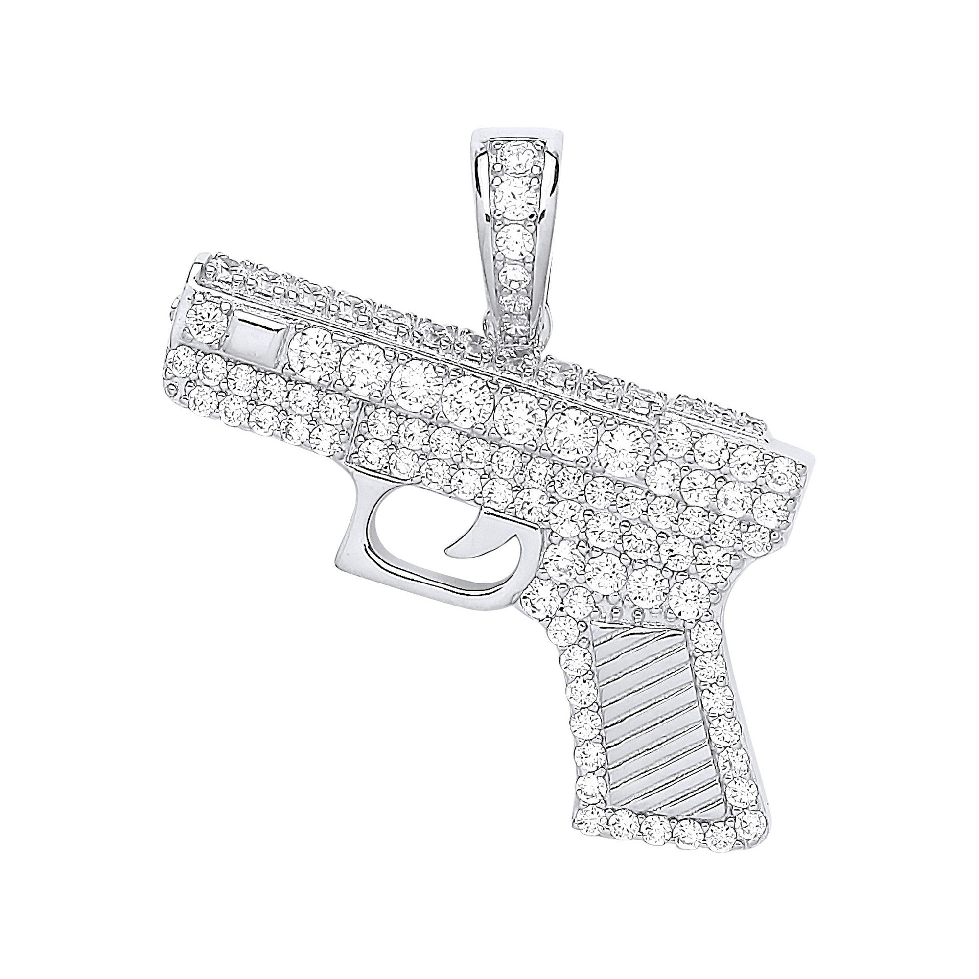 Silver Cubic Zirconia Pistol Pendant