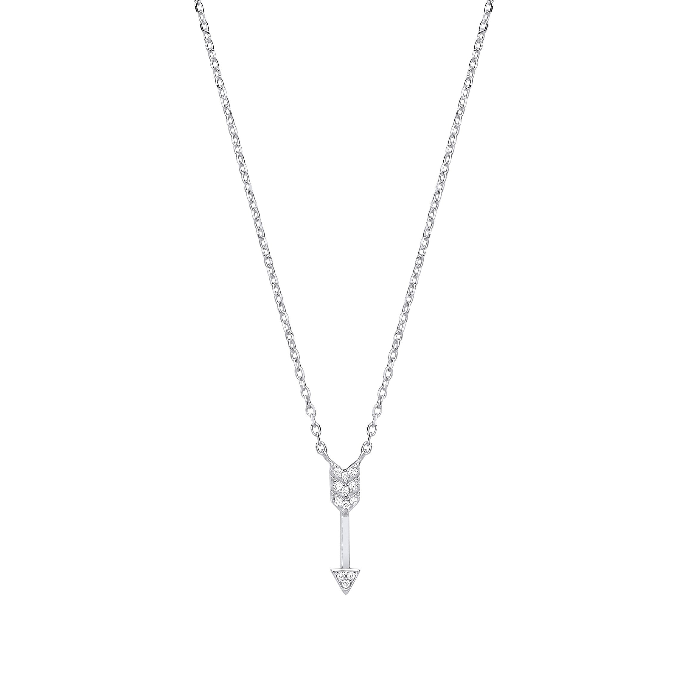 Silver Arrow Drop Pendant Chain 16"